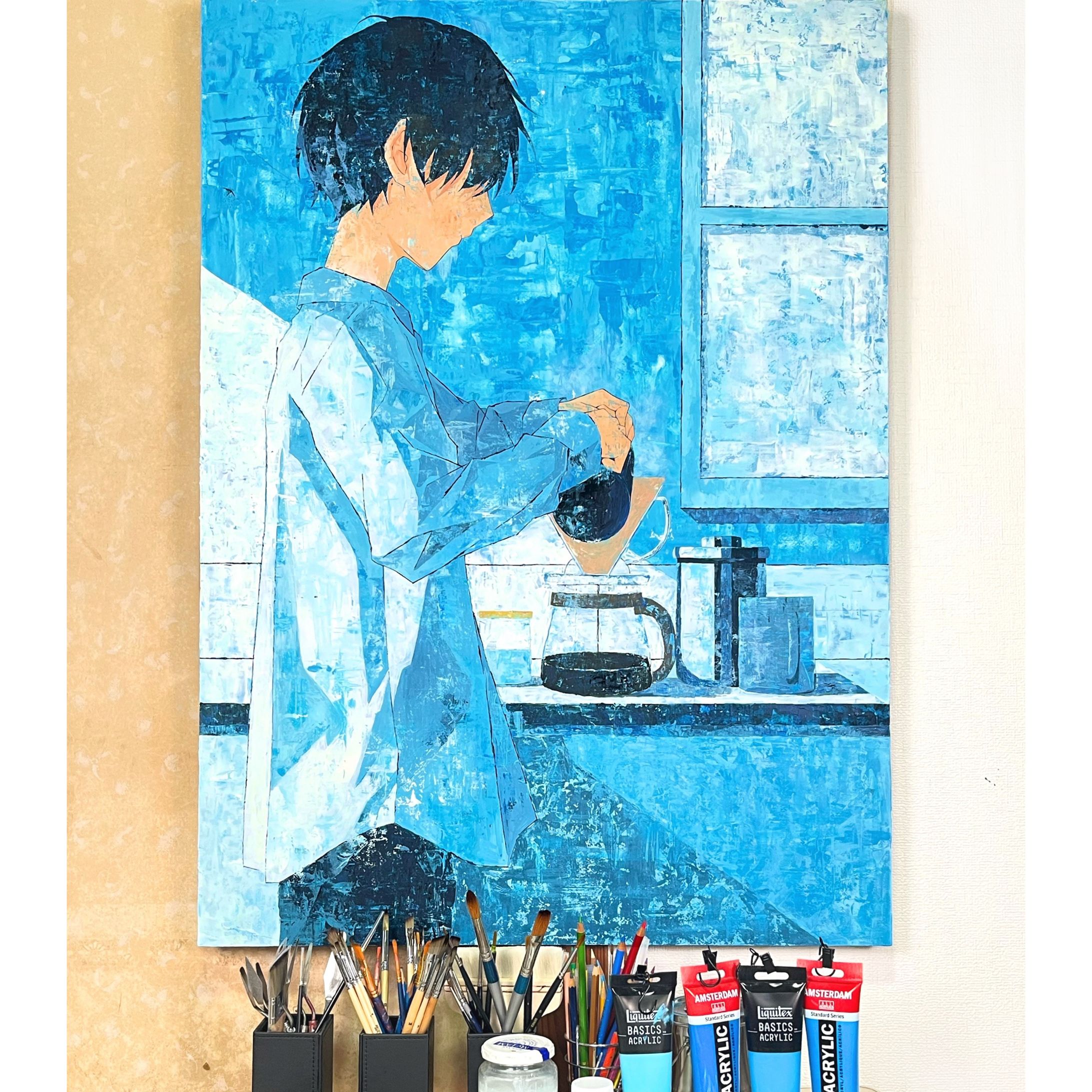 生まれ変わった朝に祝杯/アクリル絵の具-1