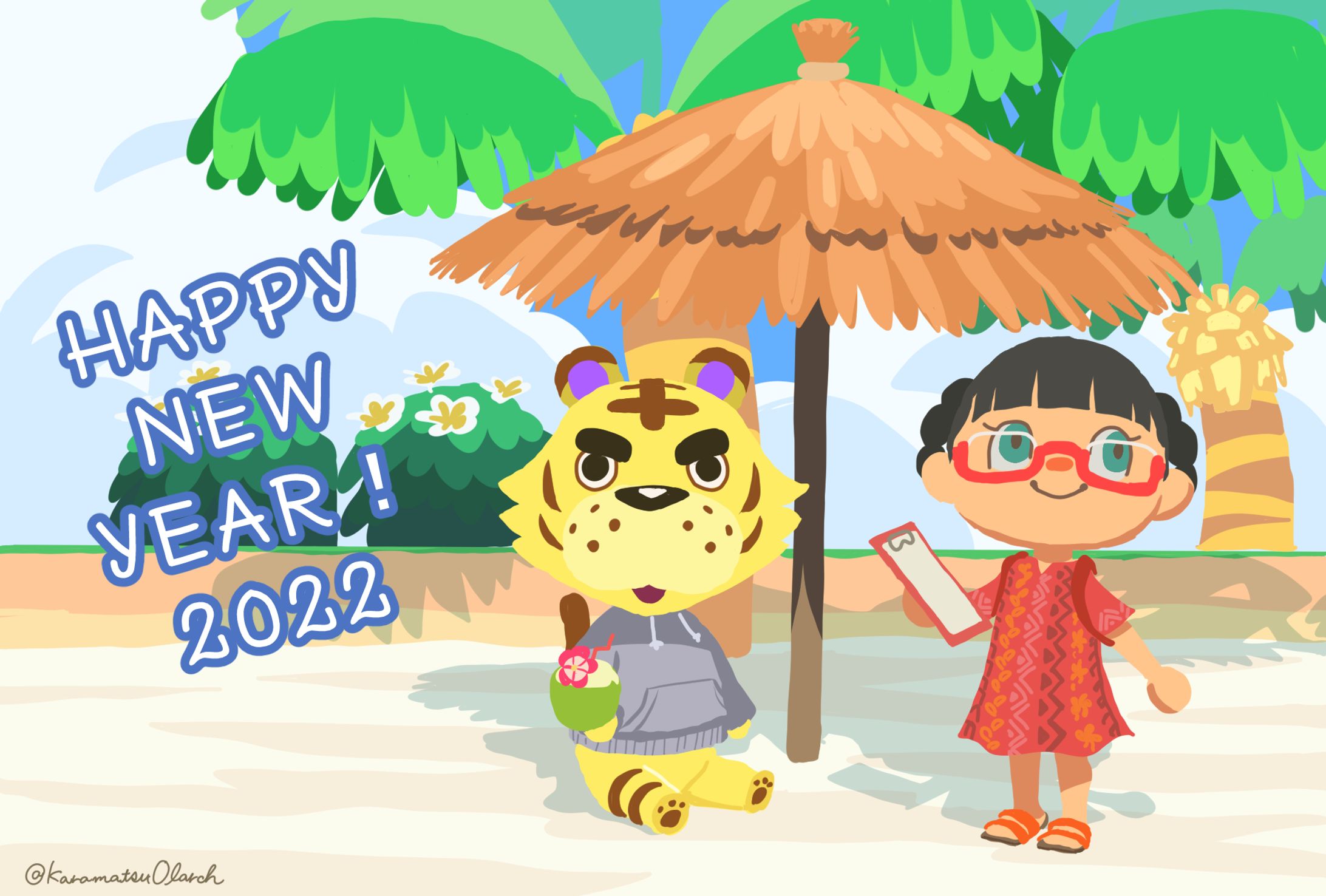 あつ森年賀状2022年寅-1