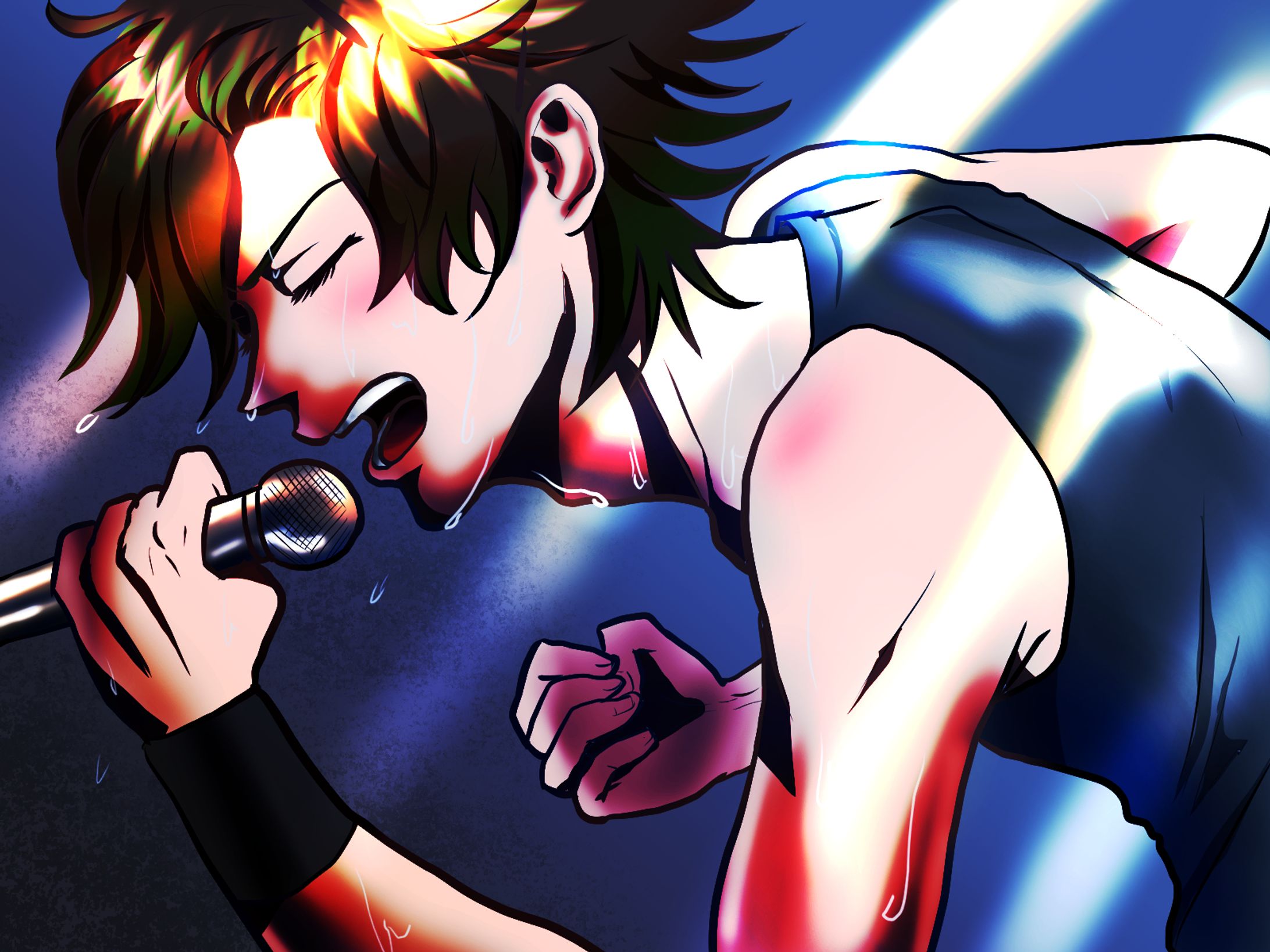 アニメ塗りイラスト(熱唱)-1