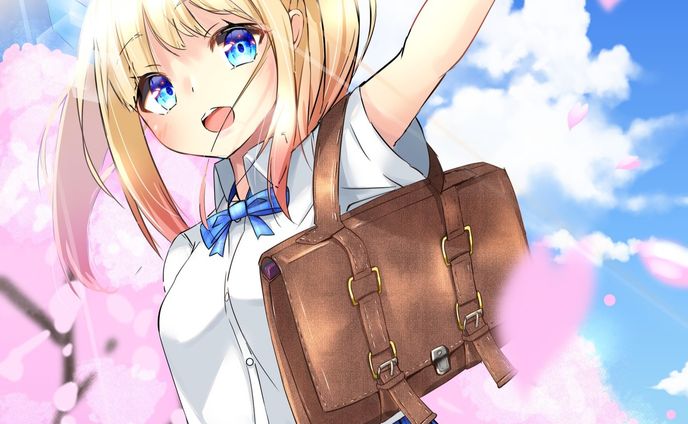 ＃オリジナル　＃イラスト　＃制服　＃少女　＃春
