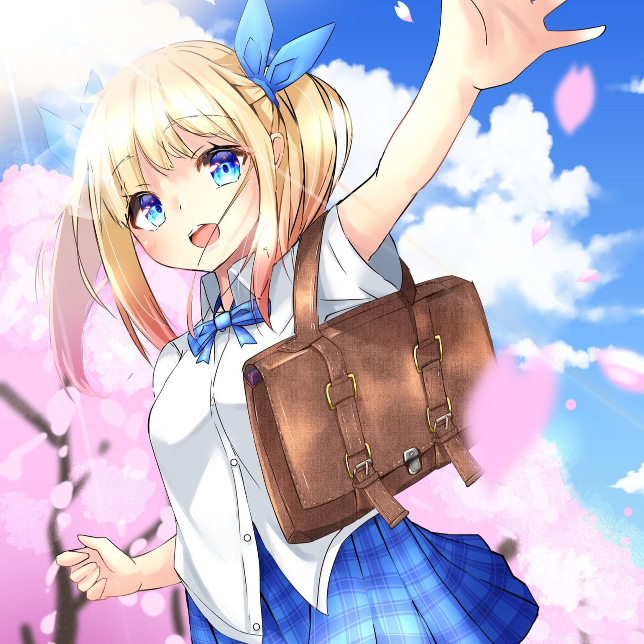 ＃オリジナル　＃イラスト　＃制服　＃少女　＃春-1