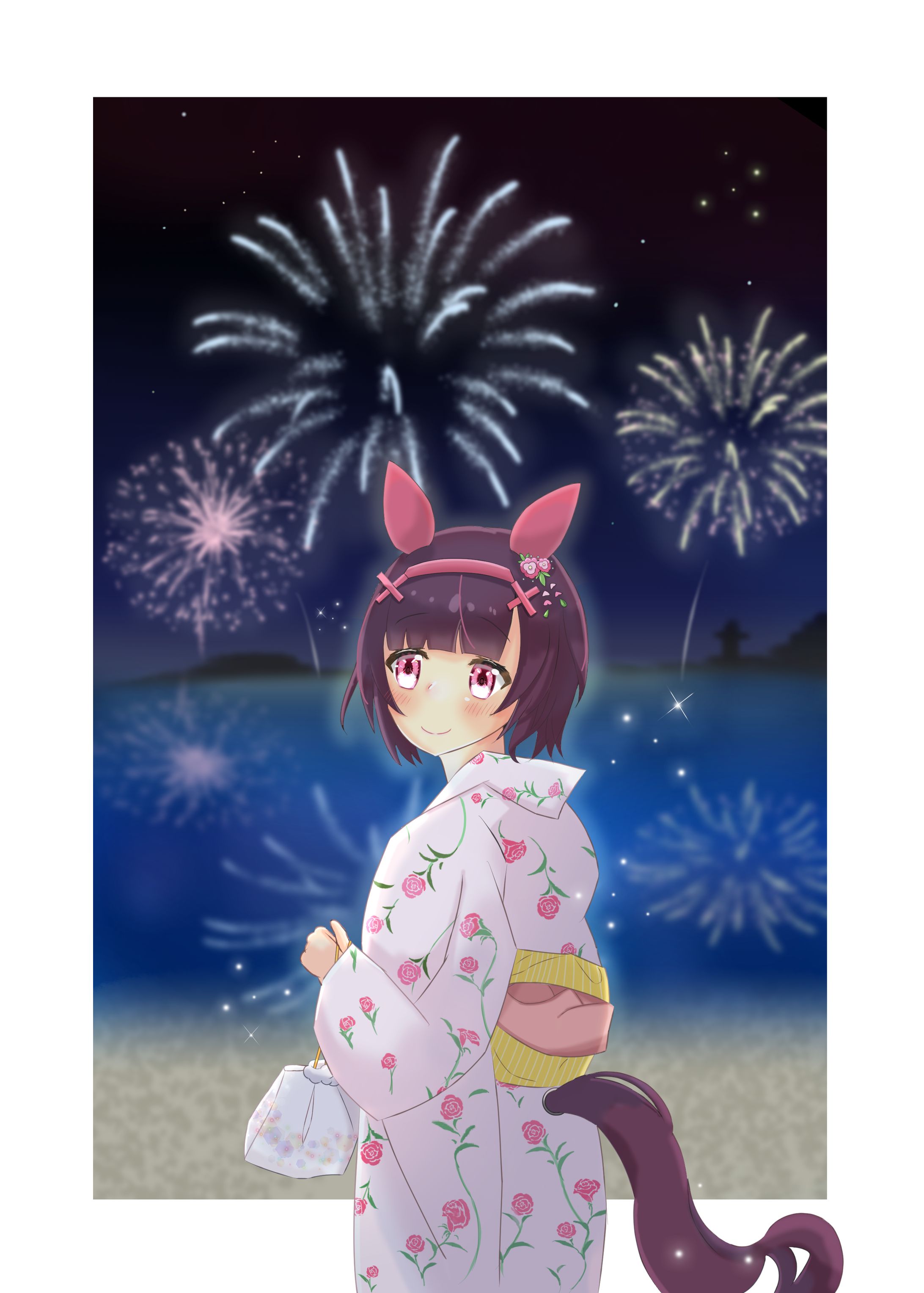 花火祭りと和装ニシノフラワーちゃん-1