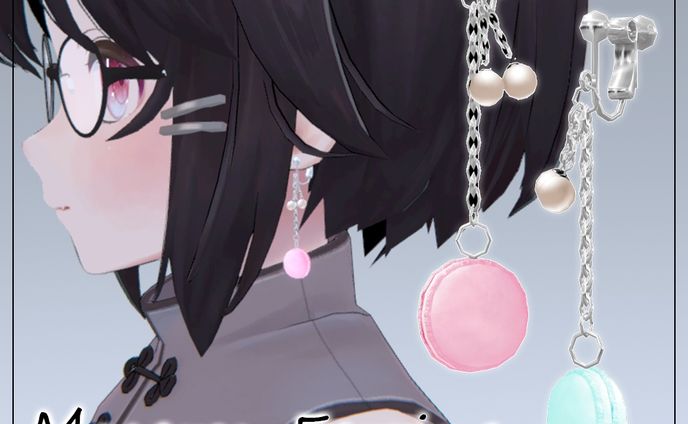 【VRChat想定】macaronEarring