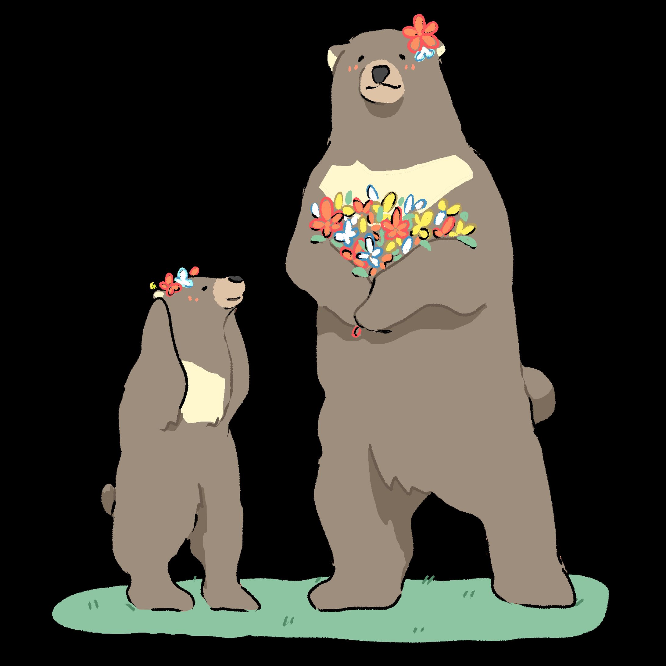 クマの親子-1