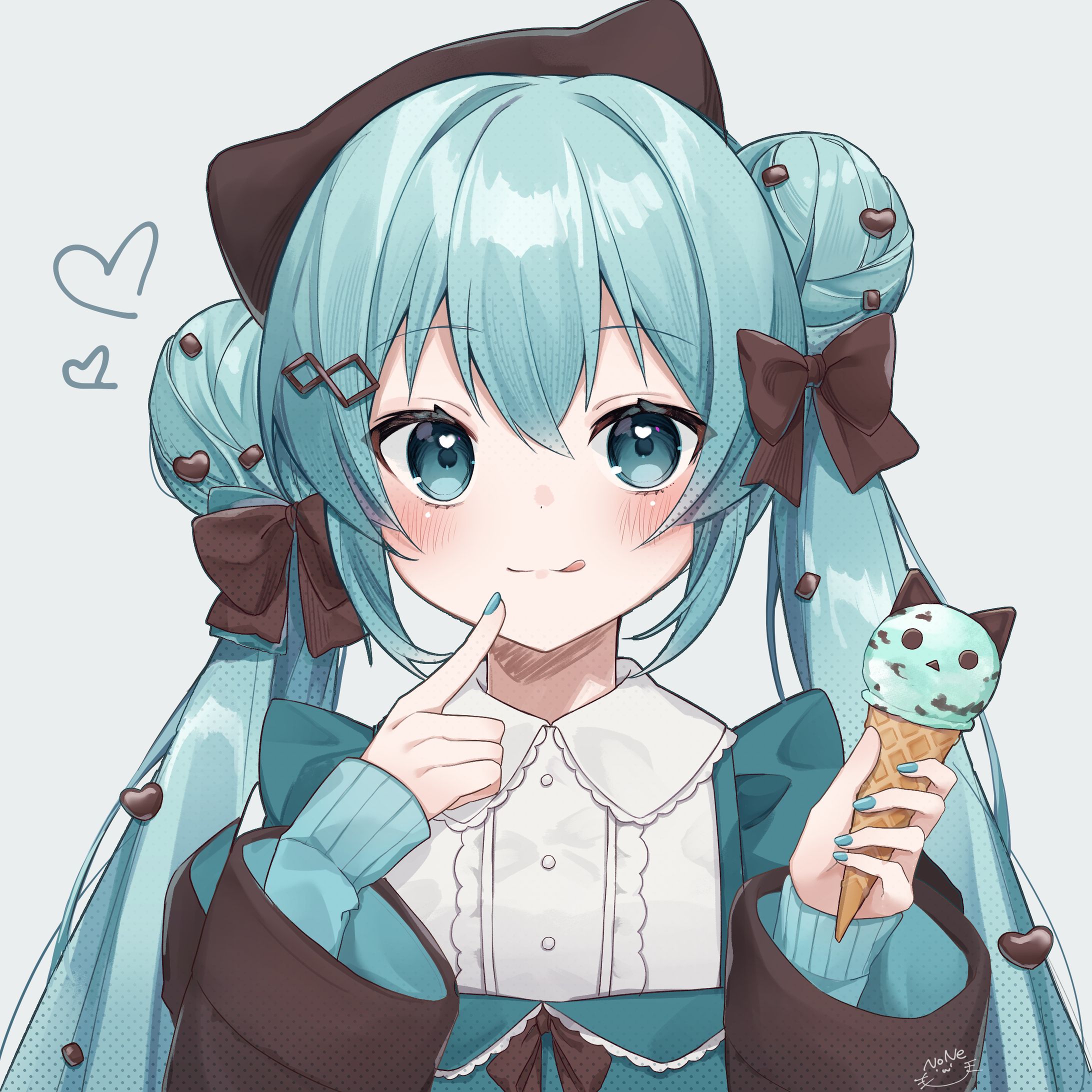 【二次創作】チョコミント衣装の初音ミク-1