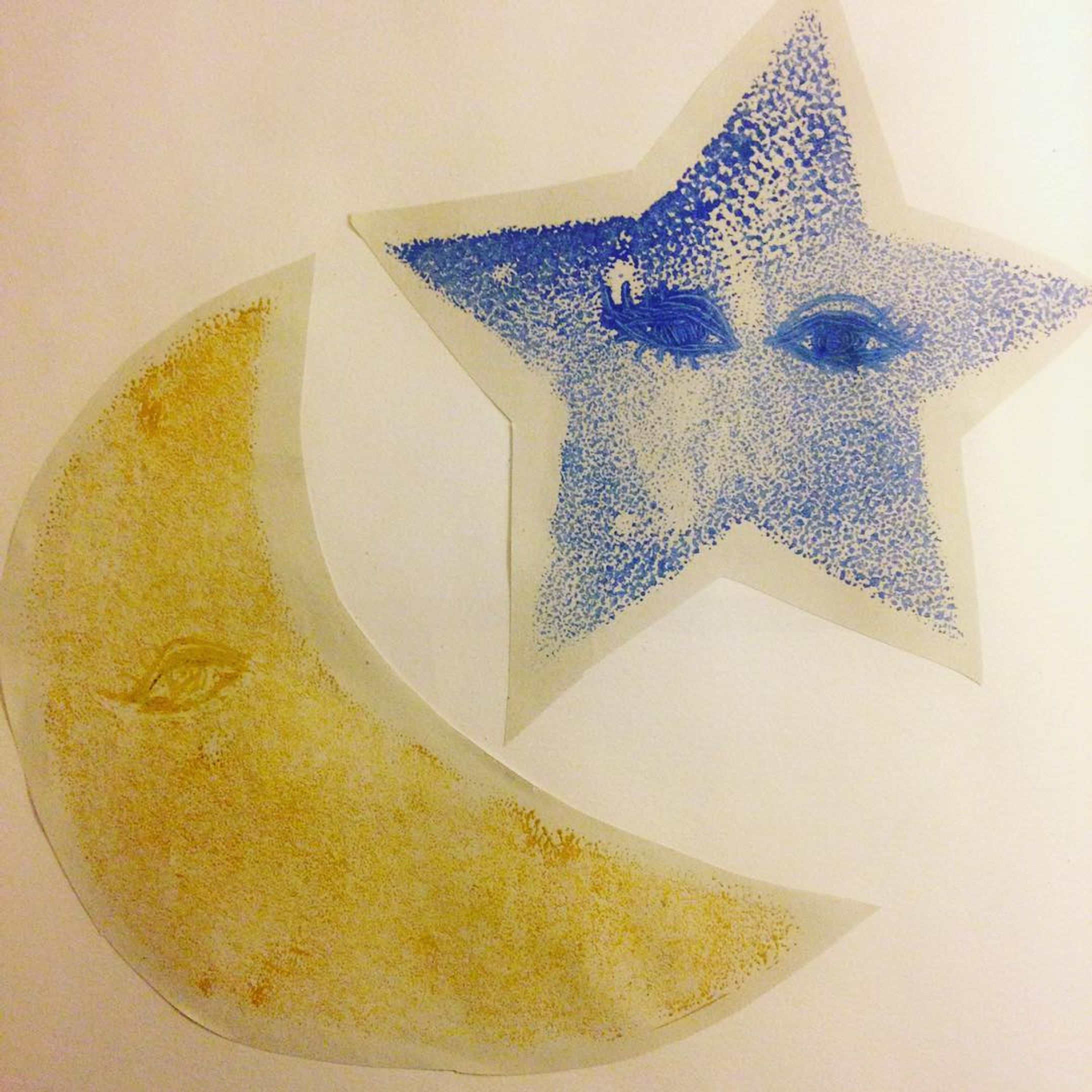 100th artwork #100 #star #moon #eye #print #screenprinting #screenprint #art #night #blue #yellow #dream #illustration #illustrator #starrynight #london #oxfordstreet #星 #月 #夜 #夢 #イラスト #アート #プリント #スクリーンプリント #美術館 #100th-1
