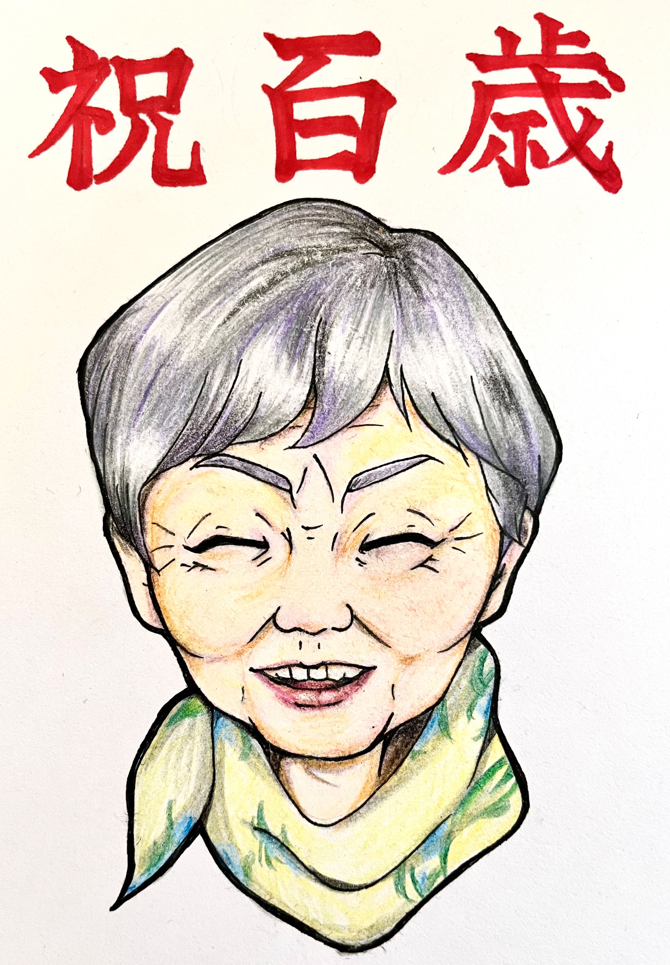 寄せ書き色紙用似顔絵-1
