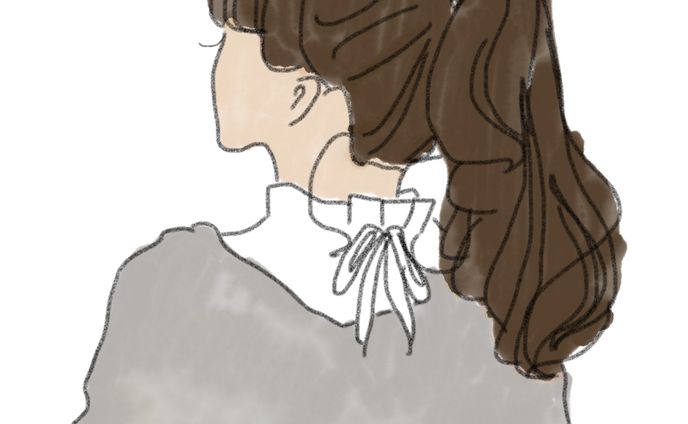 ポニーテール女性_イラスト