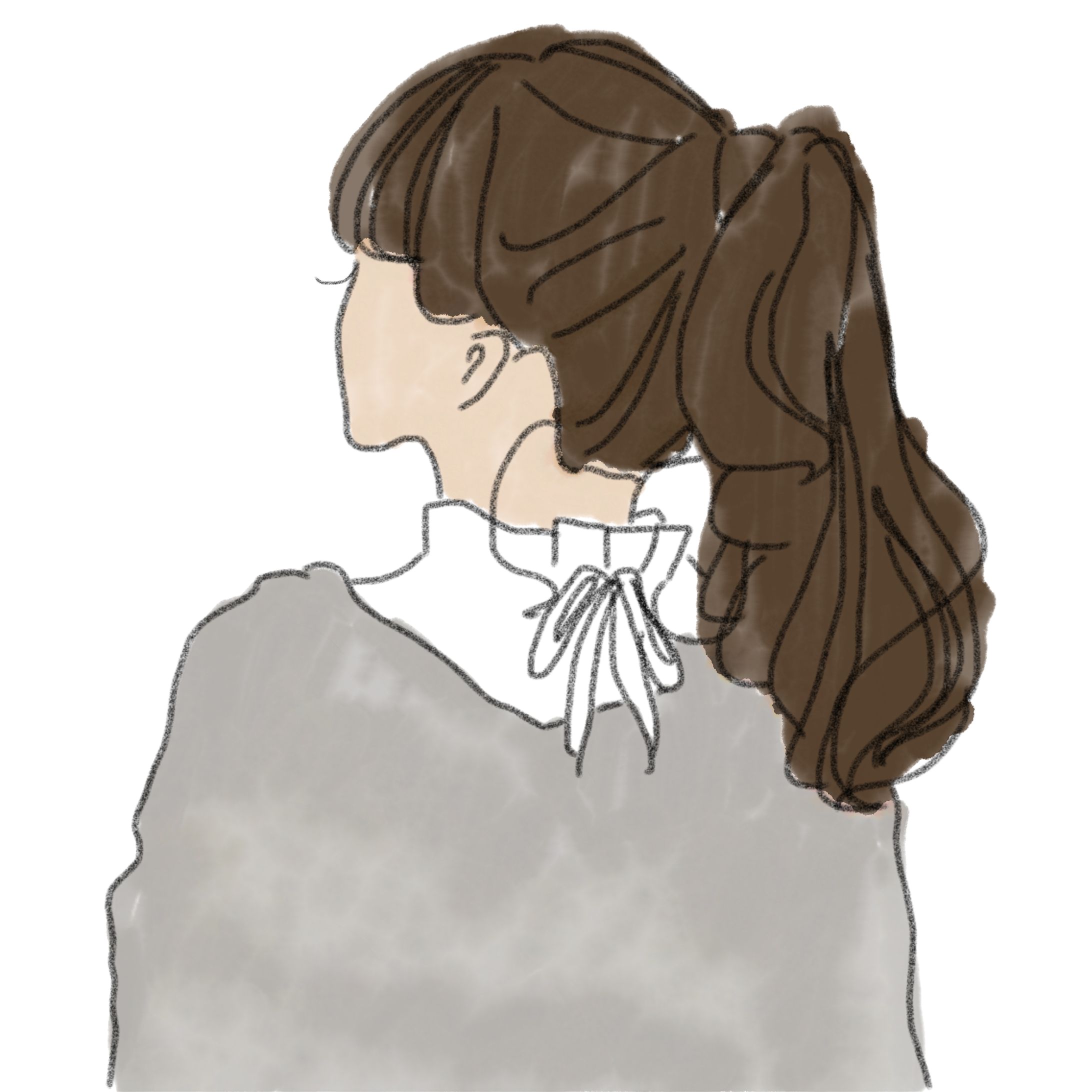 ポニーテール女性_イラスト-1