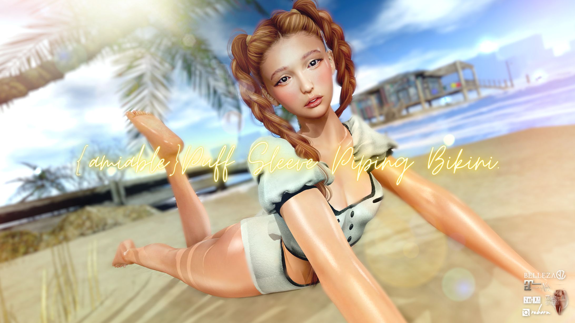 {amiable}Puff Sleeve Piping Bikini＠SUMMERFEST '25(50%OFF SALE).-1