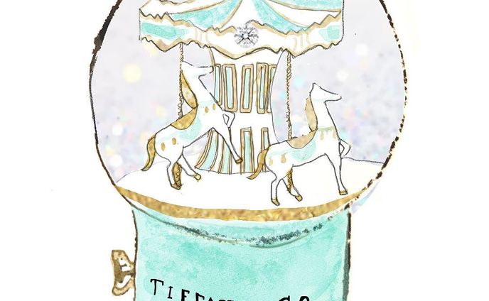 #tiffanyandco 
#illustration #クリスマス
#christmassnowdome #クリスマスノベルティ 
#snowdome#スノードーム
#collage#コラージュ