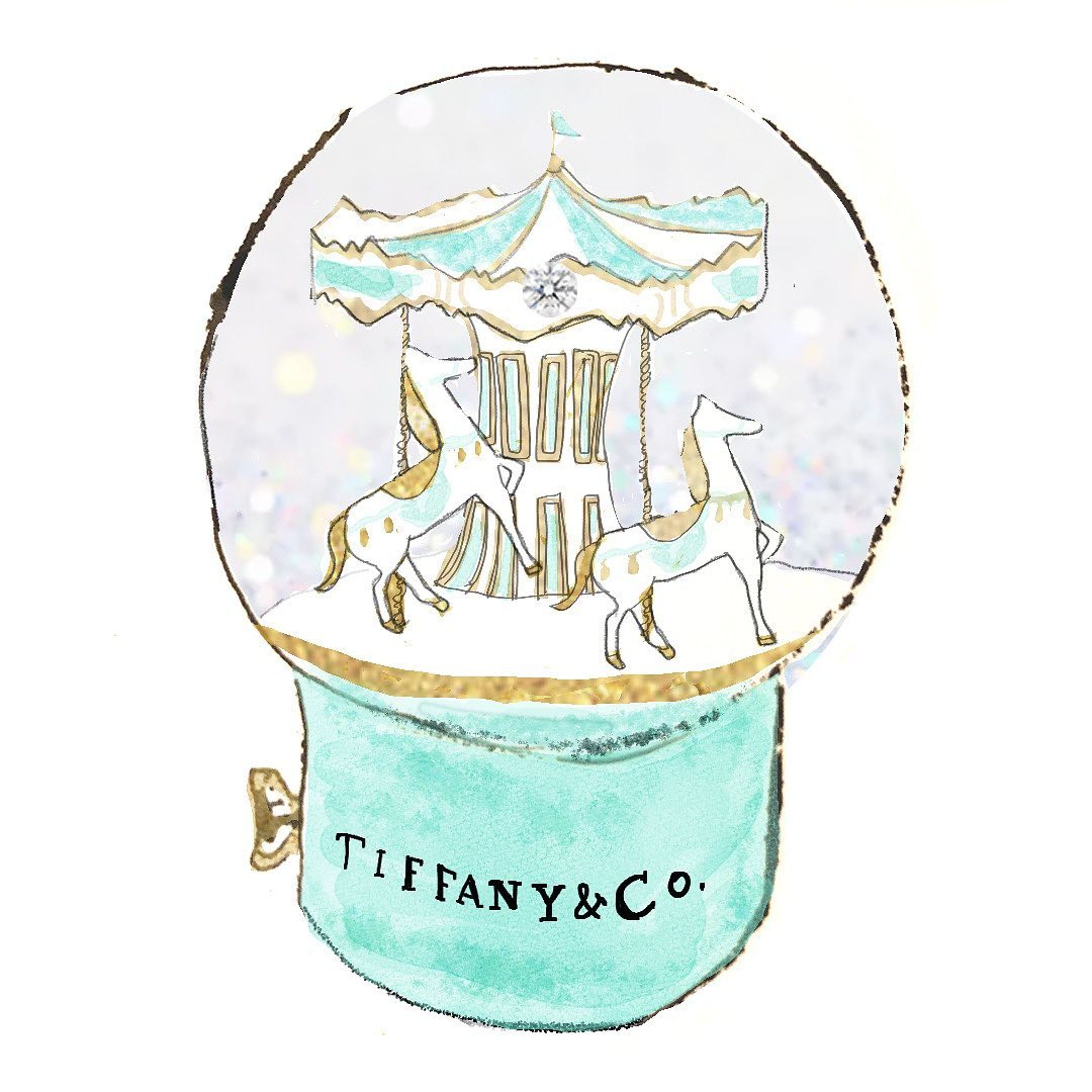 #tiffanyandco 
#illustration #クリスマス
#christmassnowdome #クリスマスノベルティ 
#snowdome#スノードーム
#collage#コラージュ-1