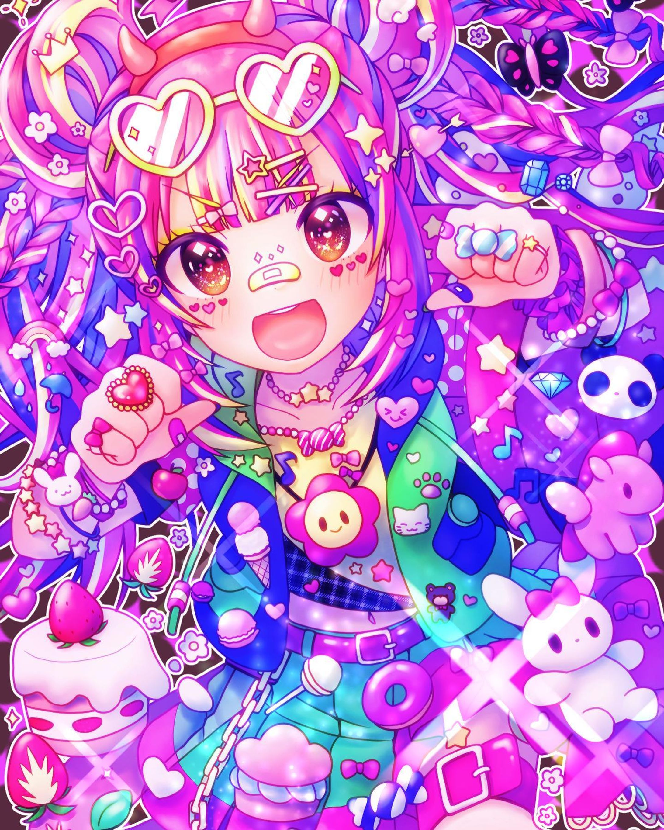 ご依頼にて描かせていただきました！ありがとうございました🎀　#イラスト　#illustration #illust #女の子　#デコラ-1