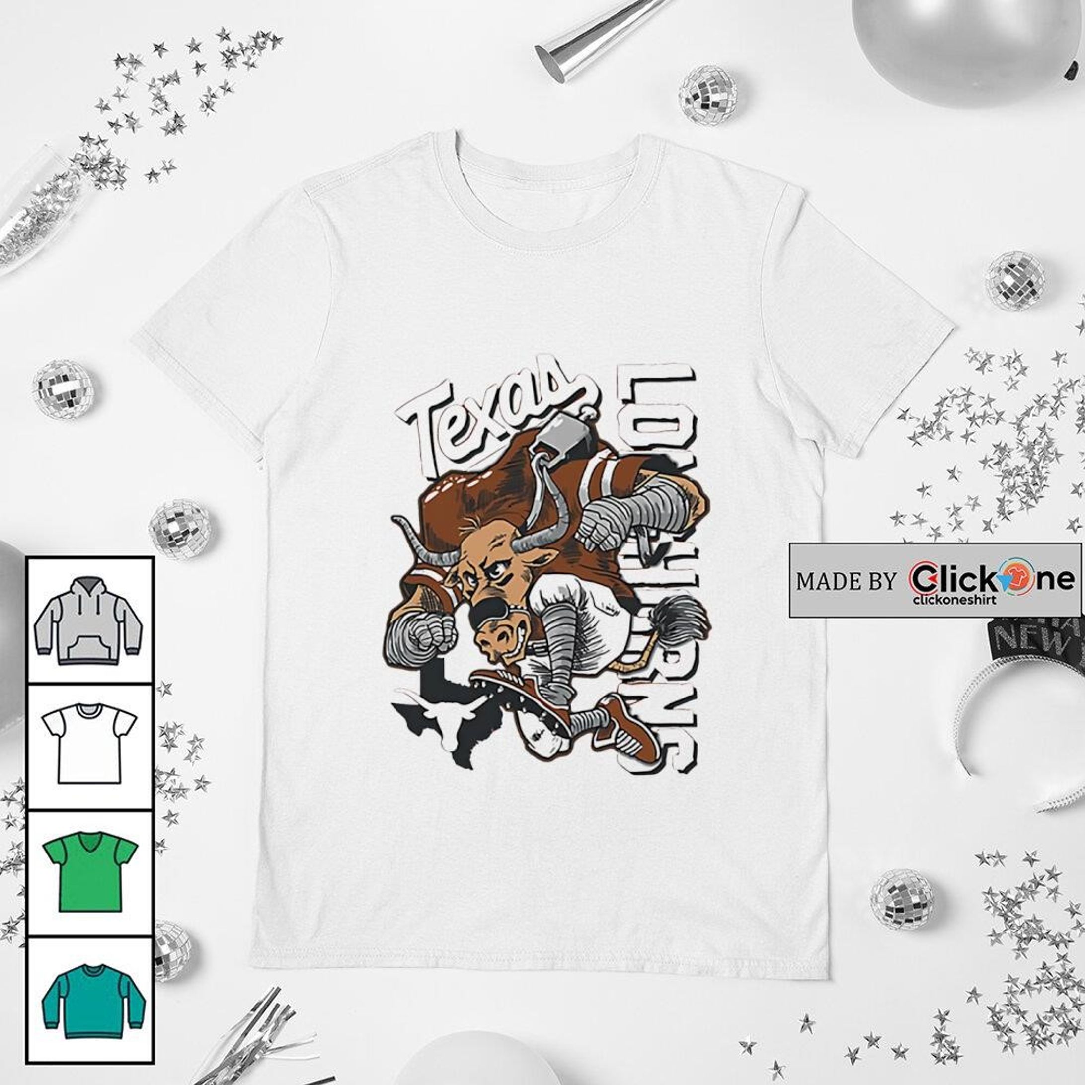 Texas Longhorns – Bevo Running Sketched Mascot State Shirt-1