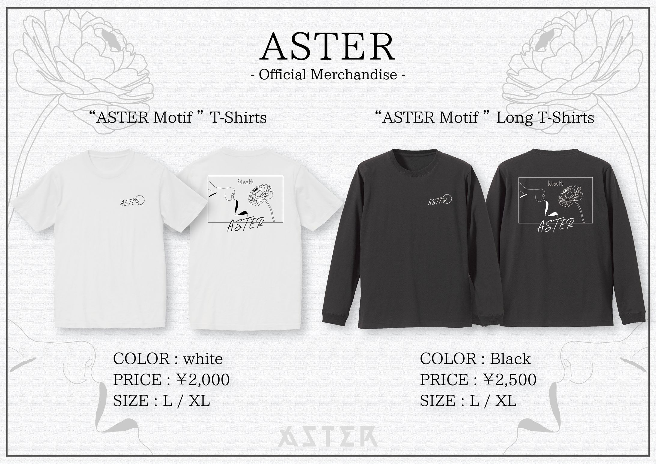 【Merchandise】ASTER Motif T-shirts-1