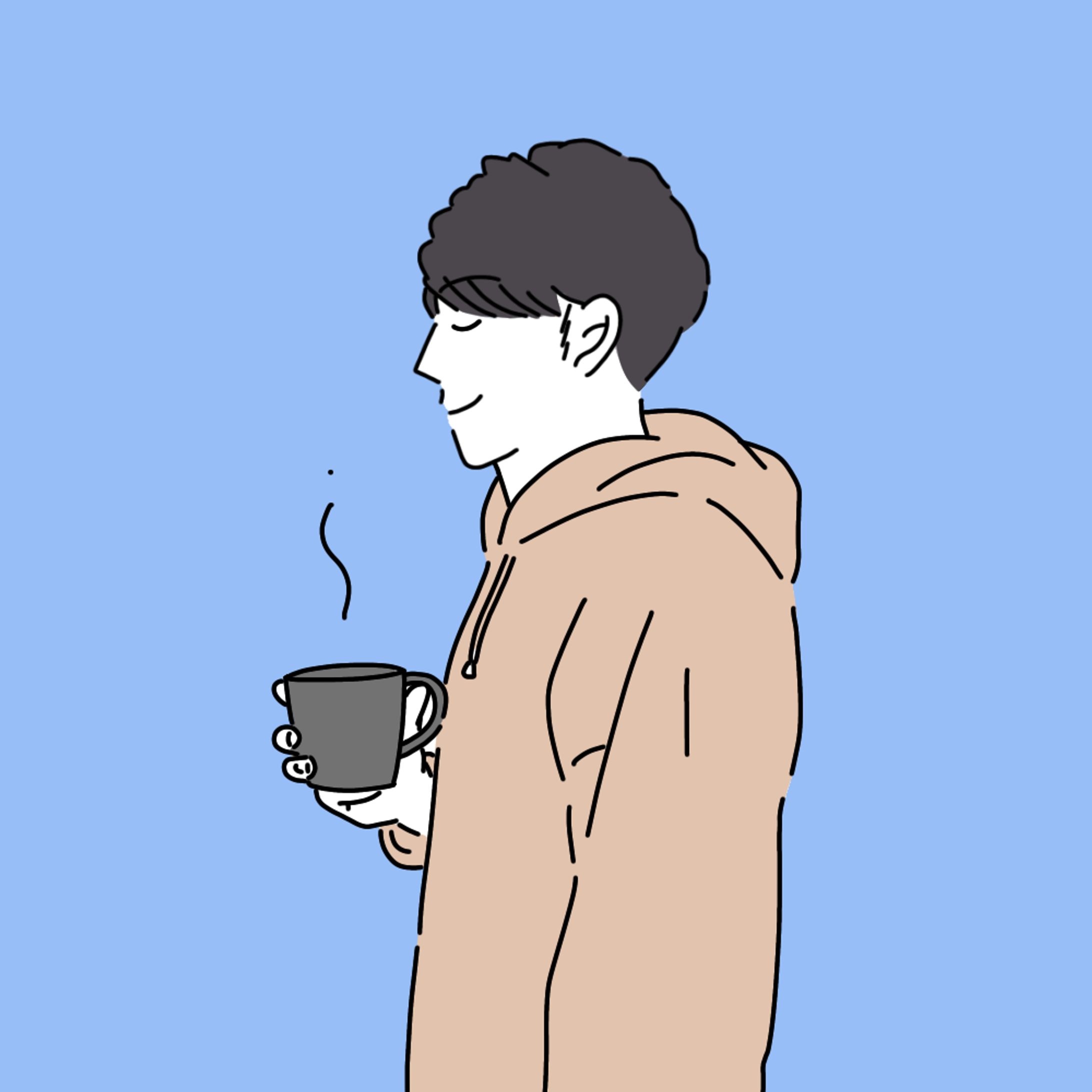 コーヒーを持つ男性-1
