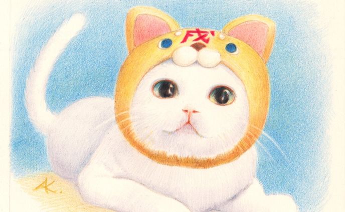 2018年戌年なのに白猫イラスト