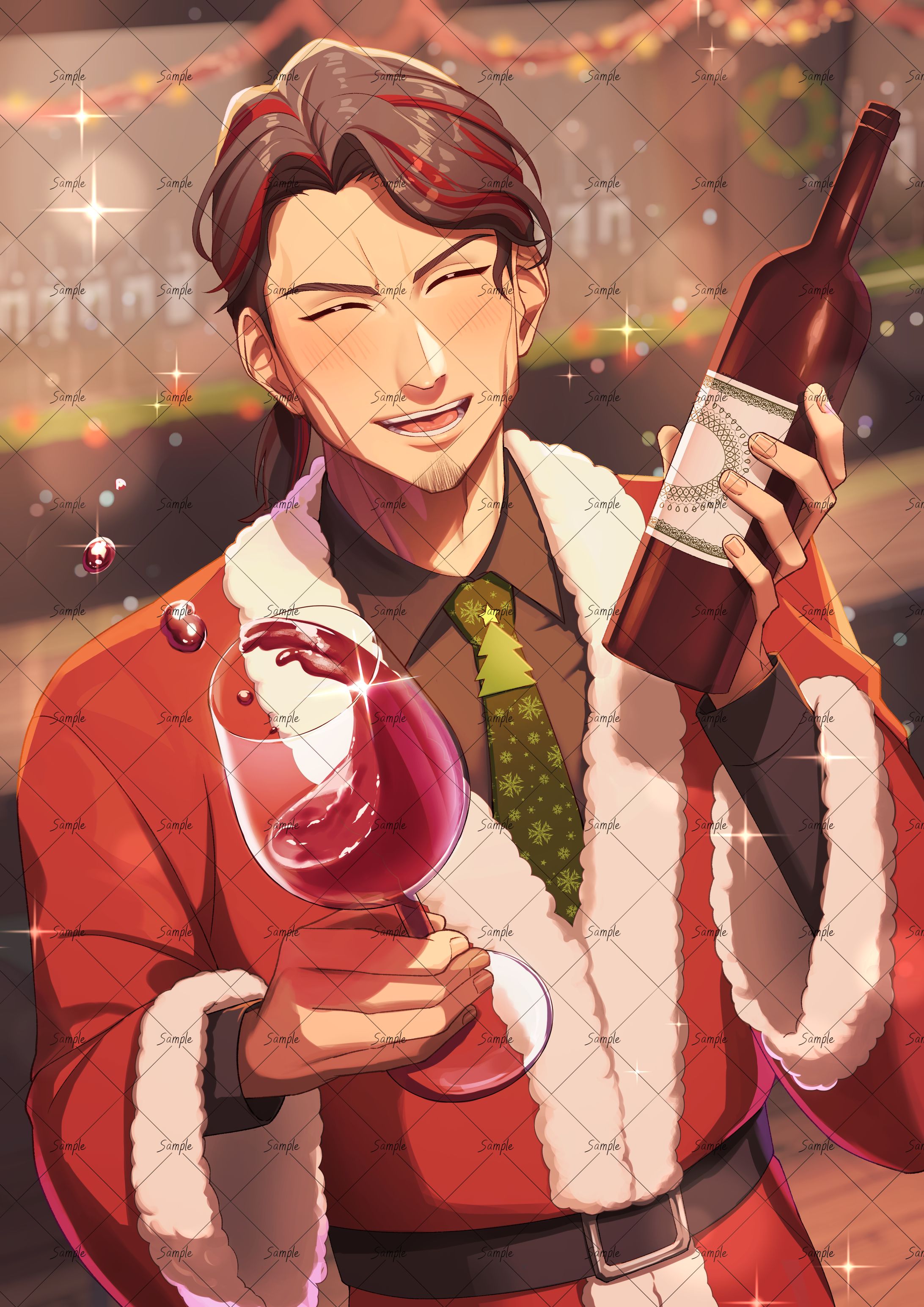 真坂マッカーサー様 クリスマスパネル開けイラスト-1