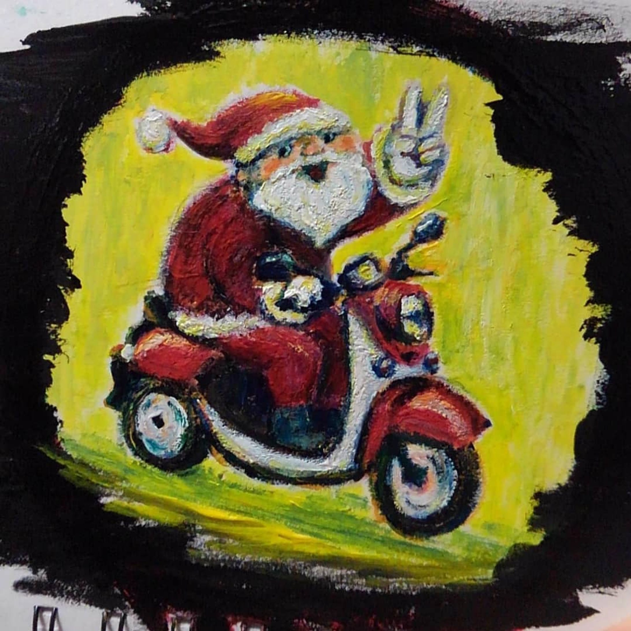 #今日は #クリスマス
#バイクサンタ
#プレゼント #配達 #完了
#仕事帰り
#christmas
#bike #santaclaus
#afterwork
◆
#今日は何の日
#whatistoday
#drawing #art 
#illustration
#一日一絵
#一発描き 
#下書きなし
#ctrlzの効かない世界-1