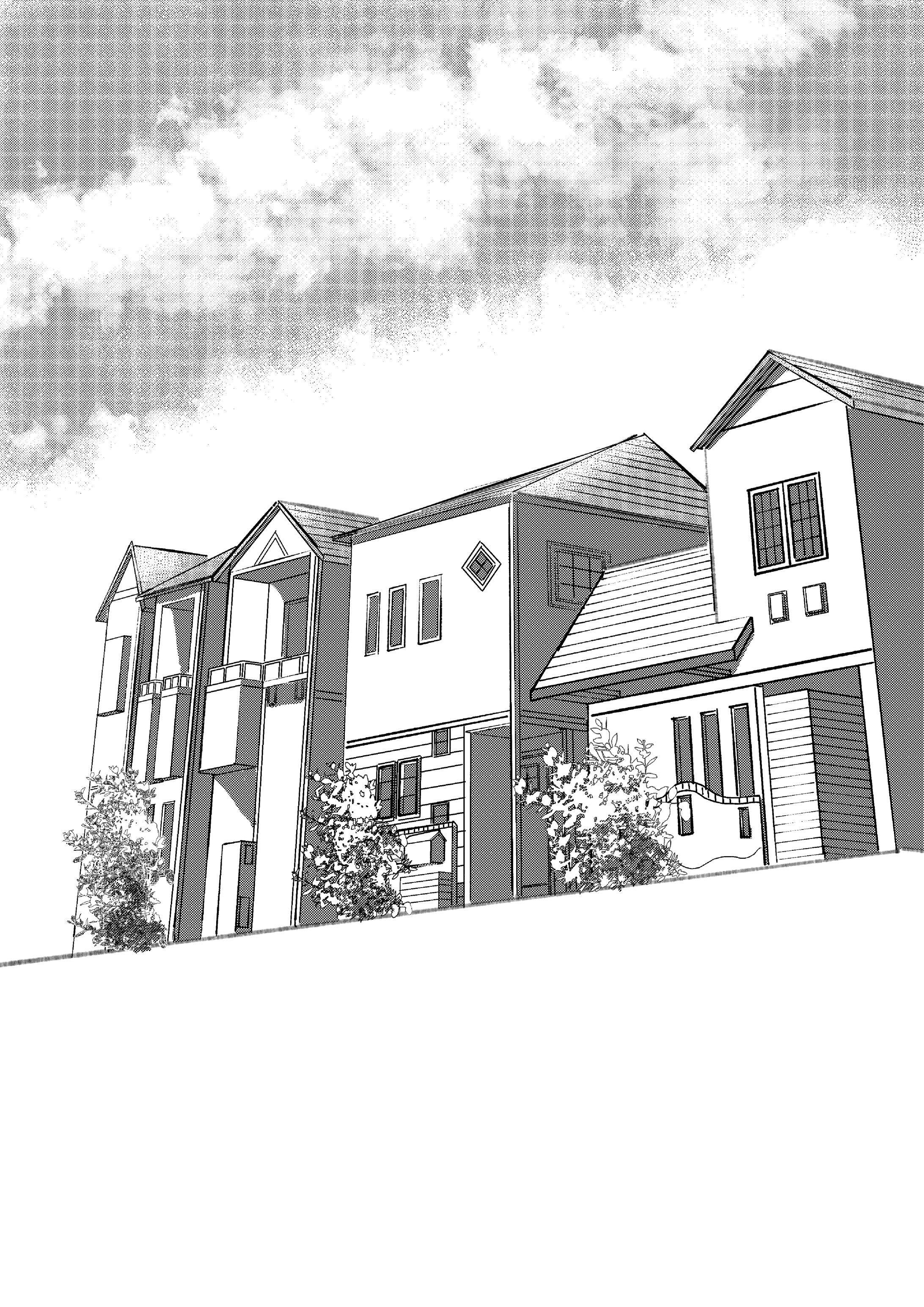 モノクロ漫画　背景-1