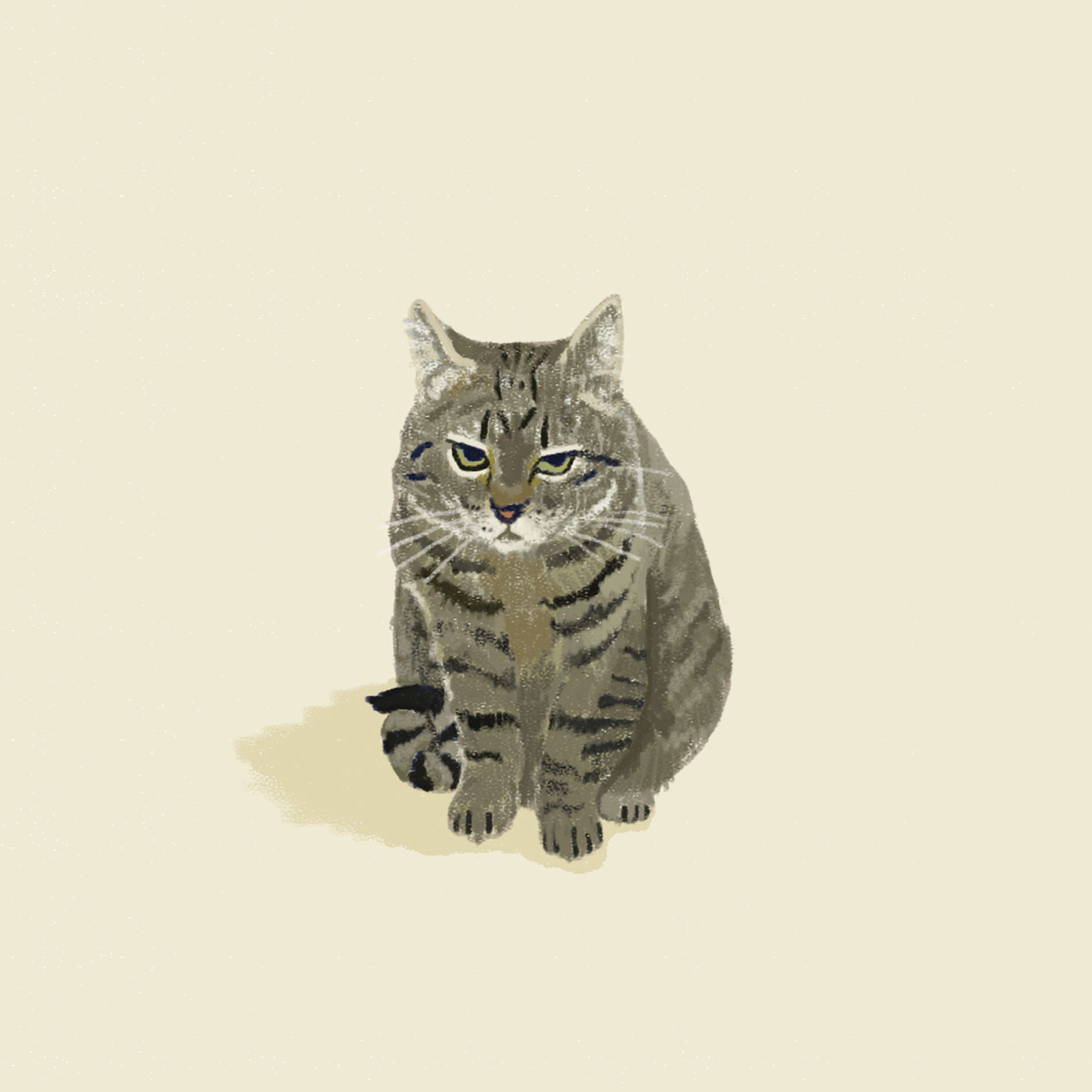 猫イラスト日本画風-1