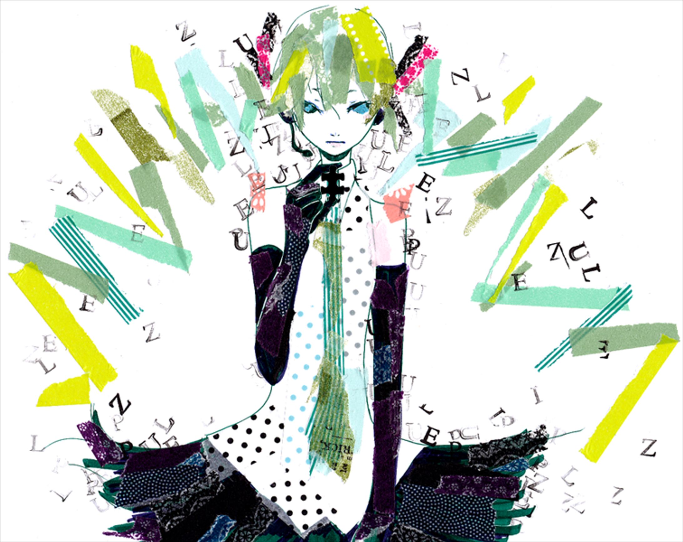 ボカロ曲「パズル/クワガタP」動画イラスト-1