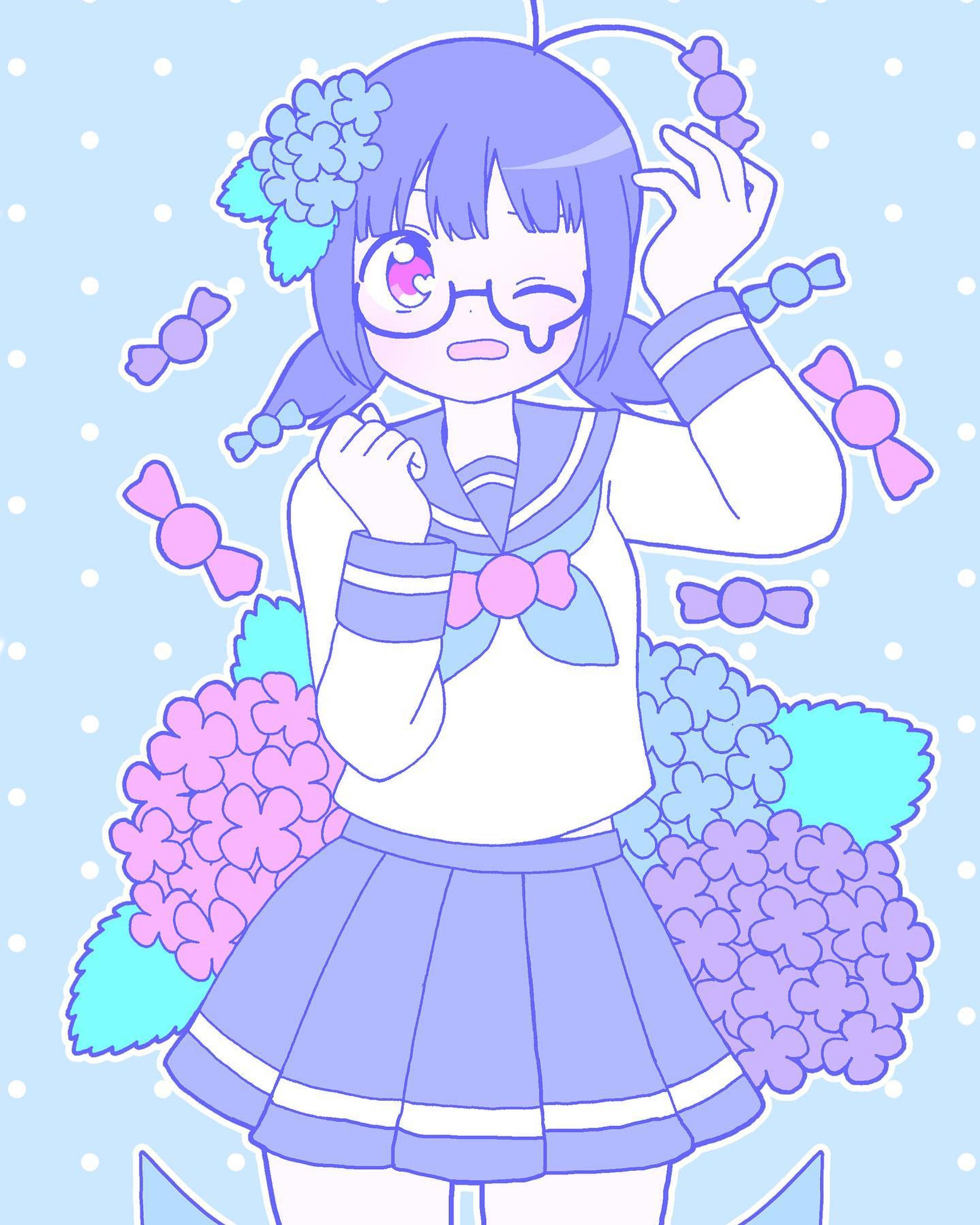 飴の雨🍬☔️💧
#お絵描き　#イラスト-1