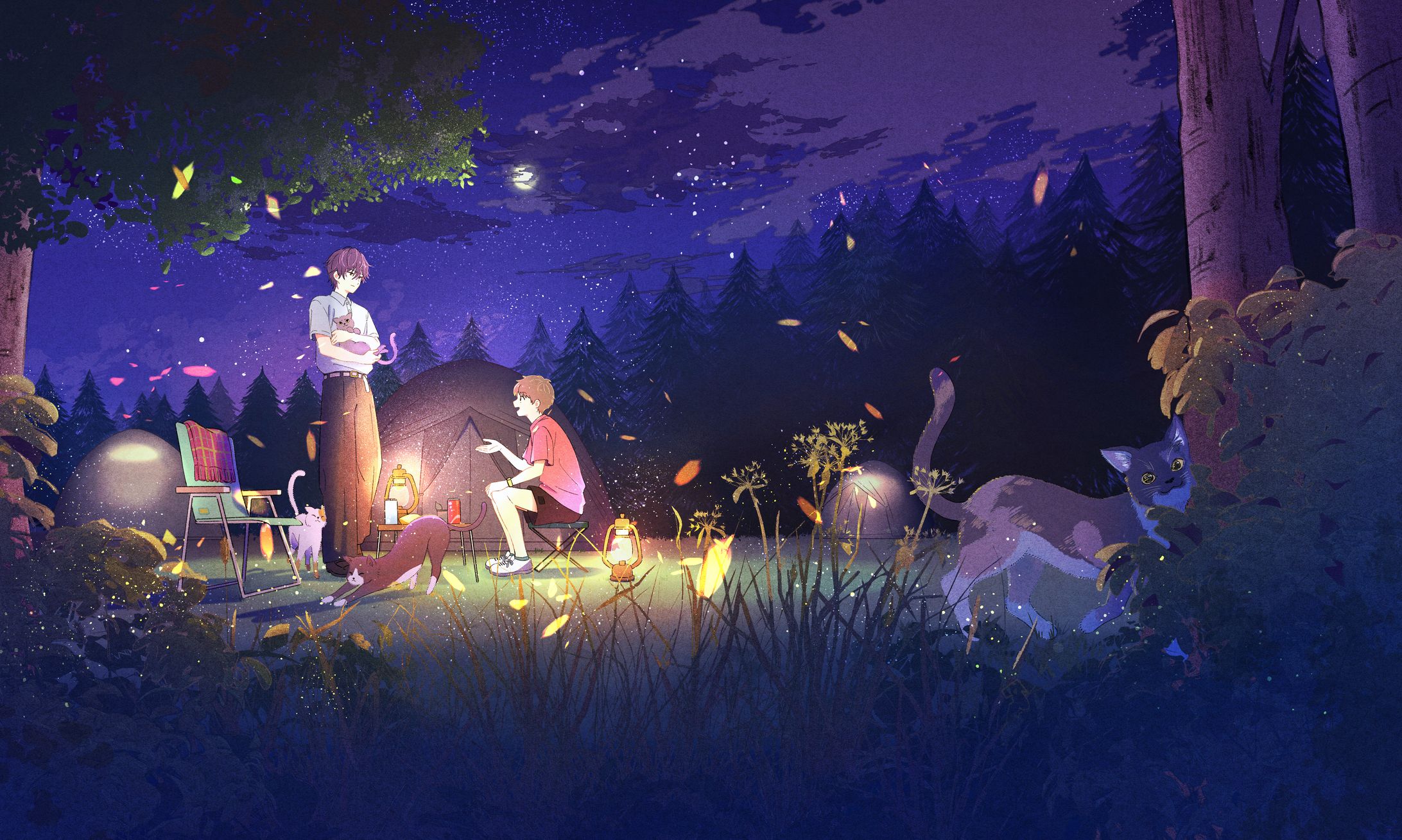 【猫鳴く森で謎解きを】カバーイラスト-1