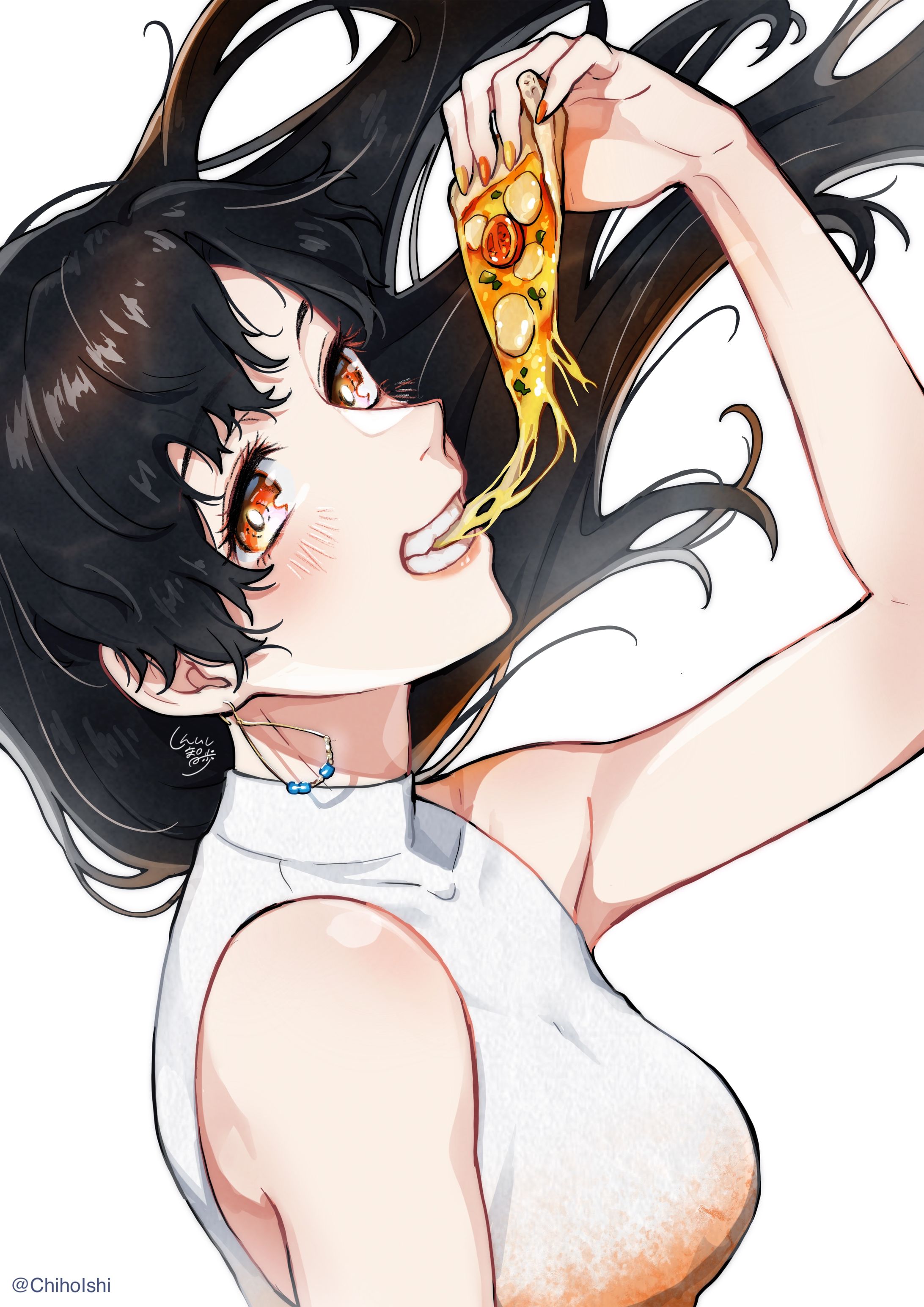 食べる女の子(ピザ)-1