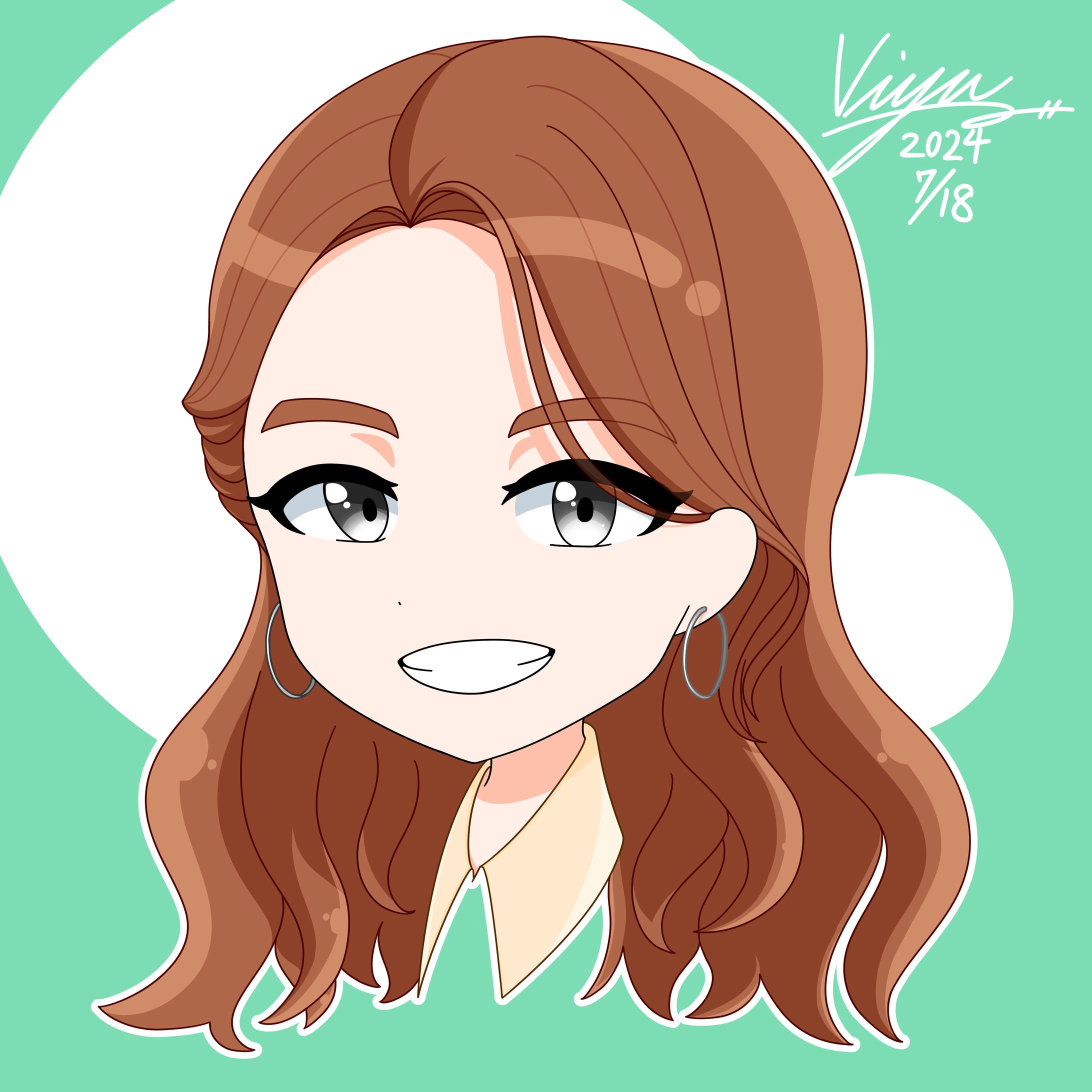 人物似顔絵女性　サンプル-1