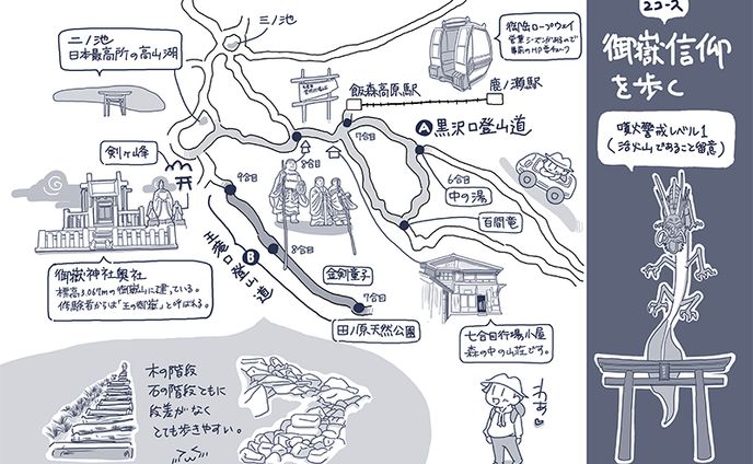 御嶽山の地図イラスト