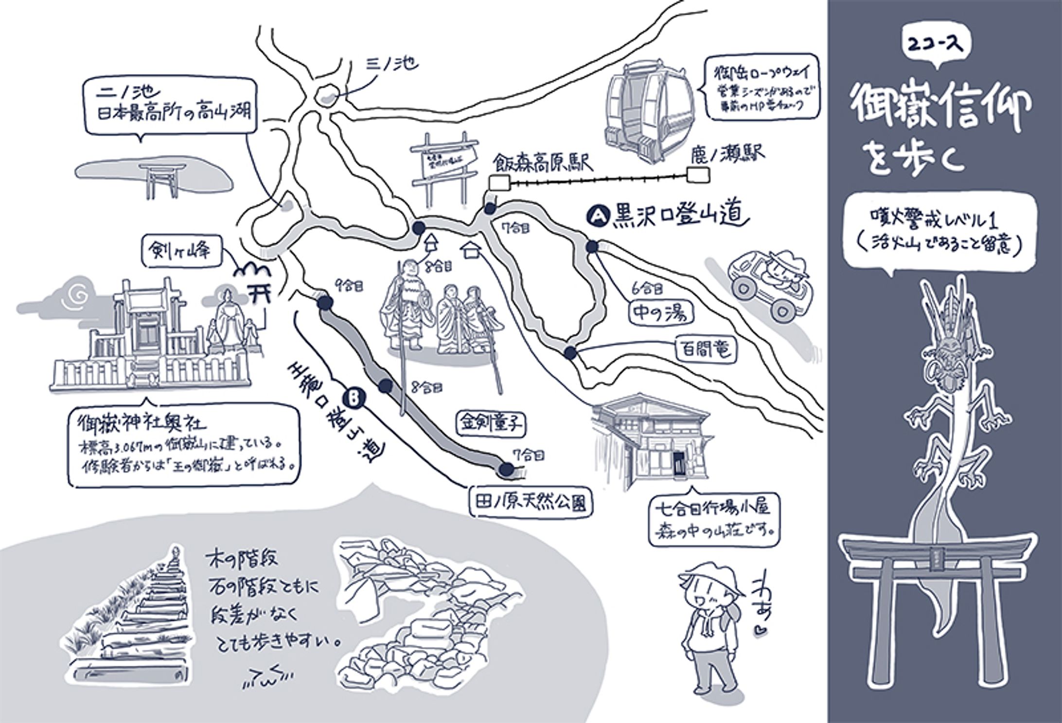 御嶽山の地図イラスト-1
