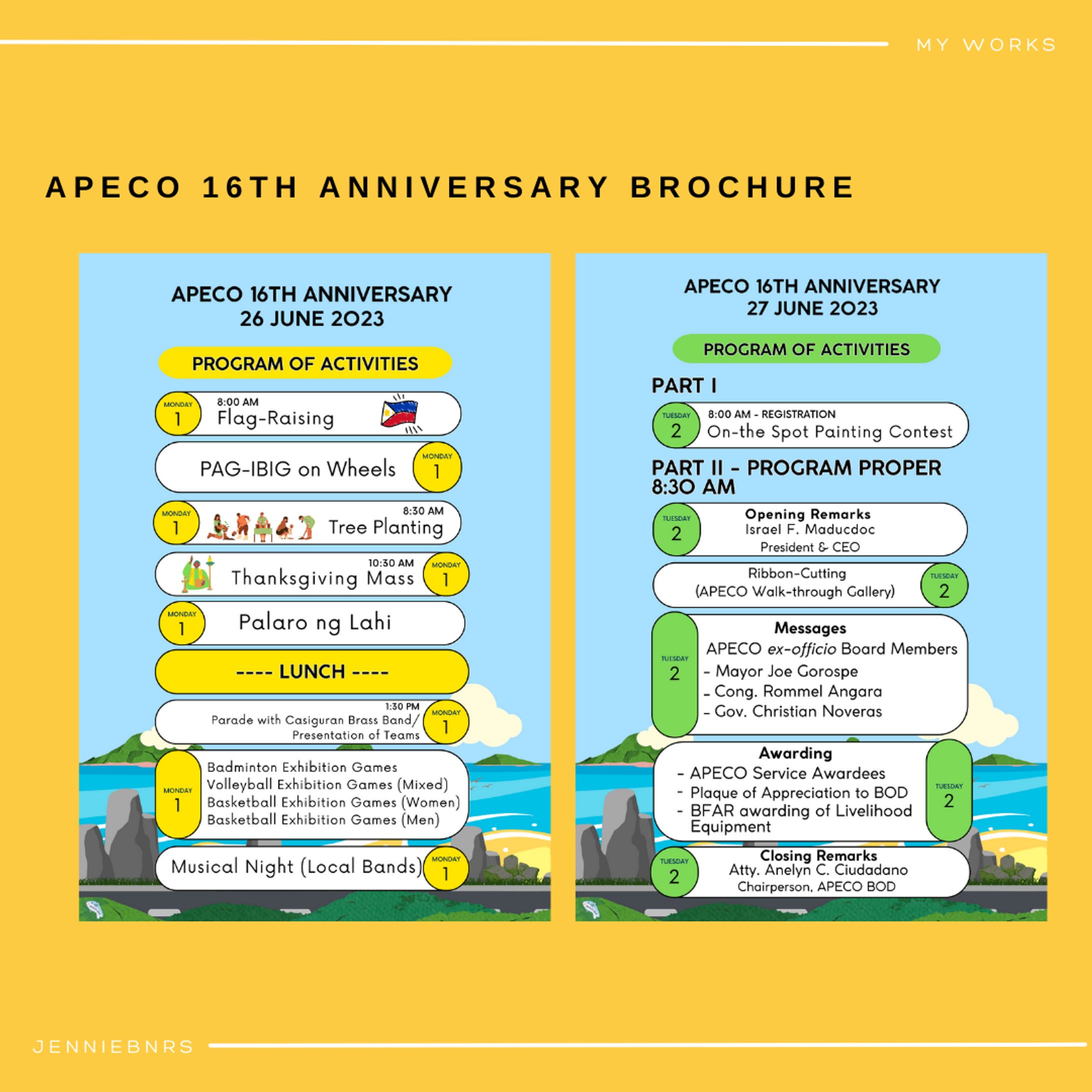 Aurora Pacific Economic Zone and Freeport Schedule of Activities for 16th Anniversary-1