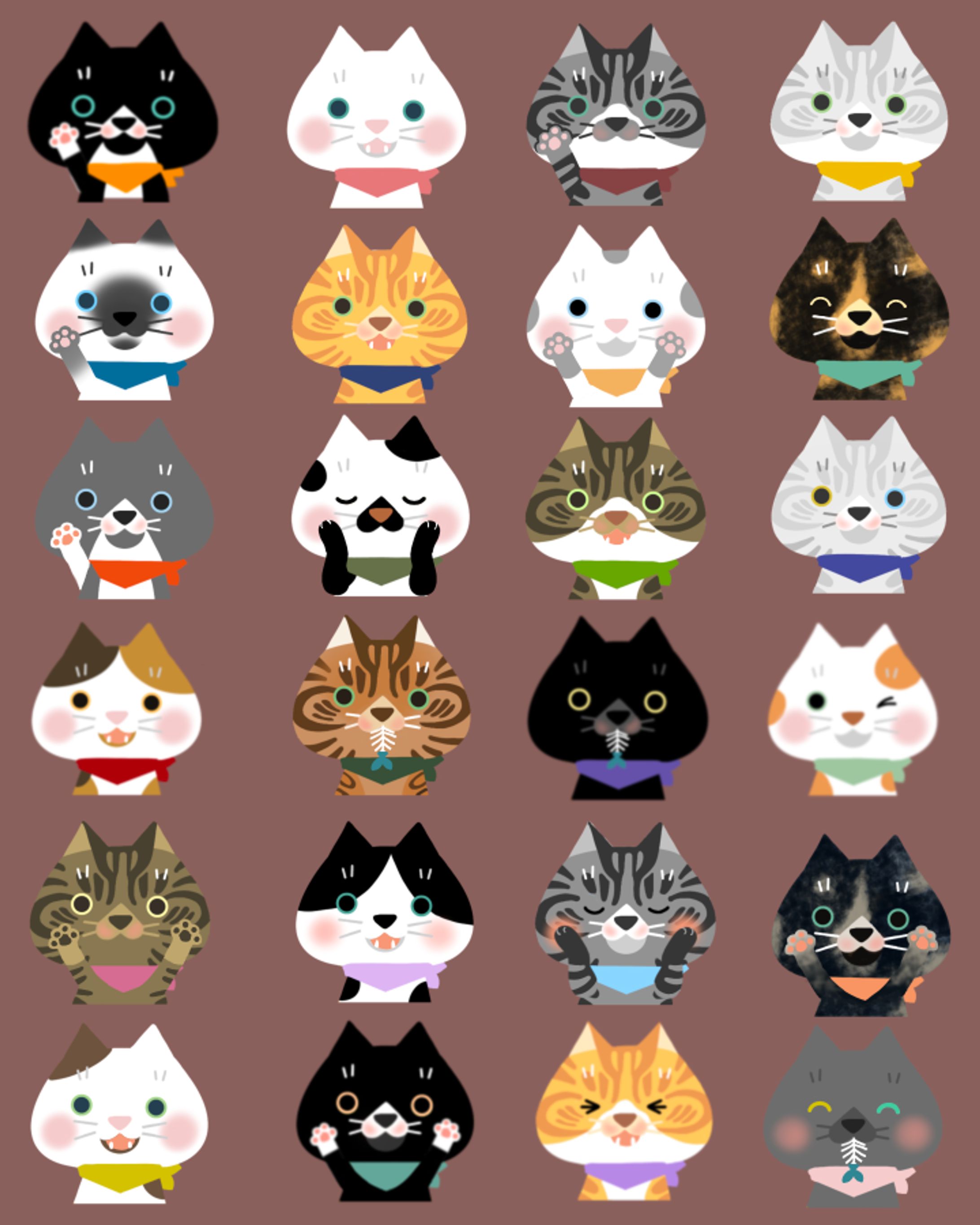 LINE stamp ネコだらけ　カラフルメッセージカード-1