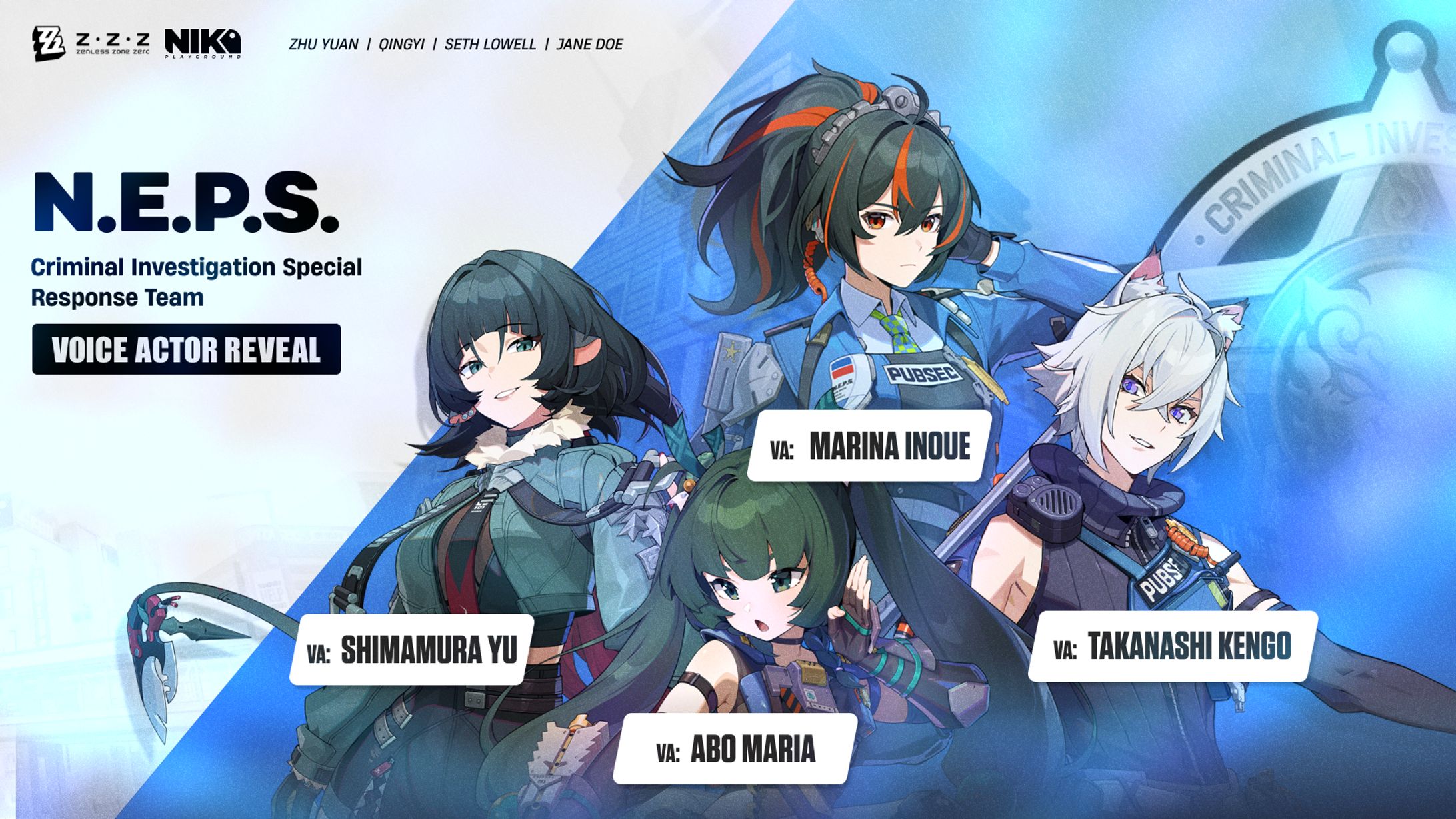 Poster Voice Actor Reveal : Criminal Investigation Special Response Team (N.E.P.S.)-1