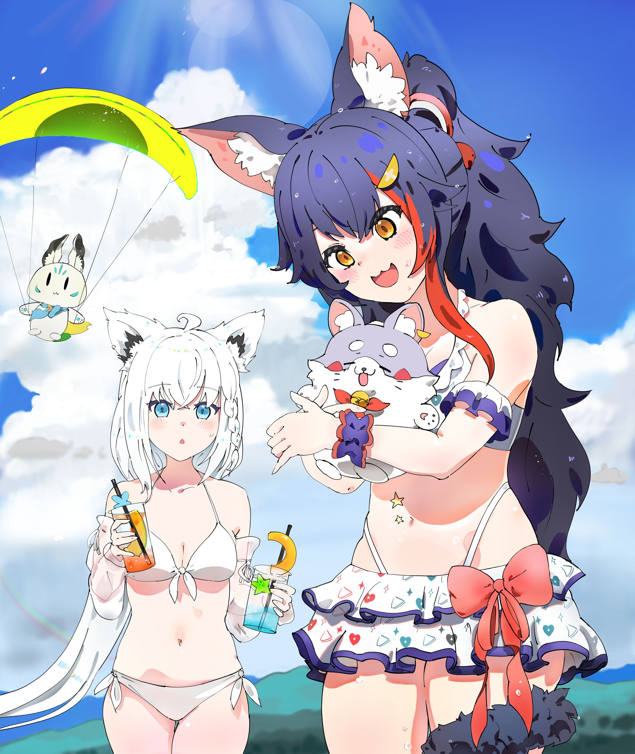 背景込み、二人絵、マスコットキャラクター（ホロライブ）-1