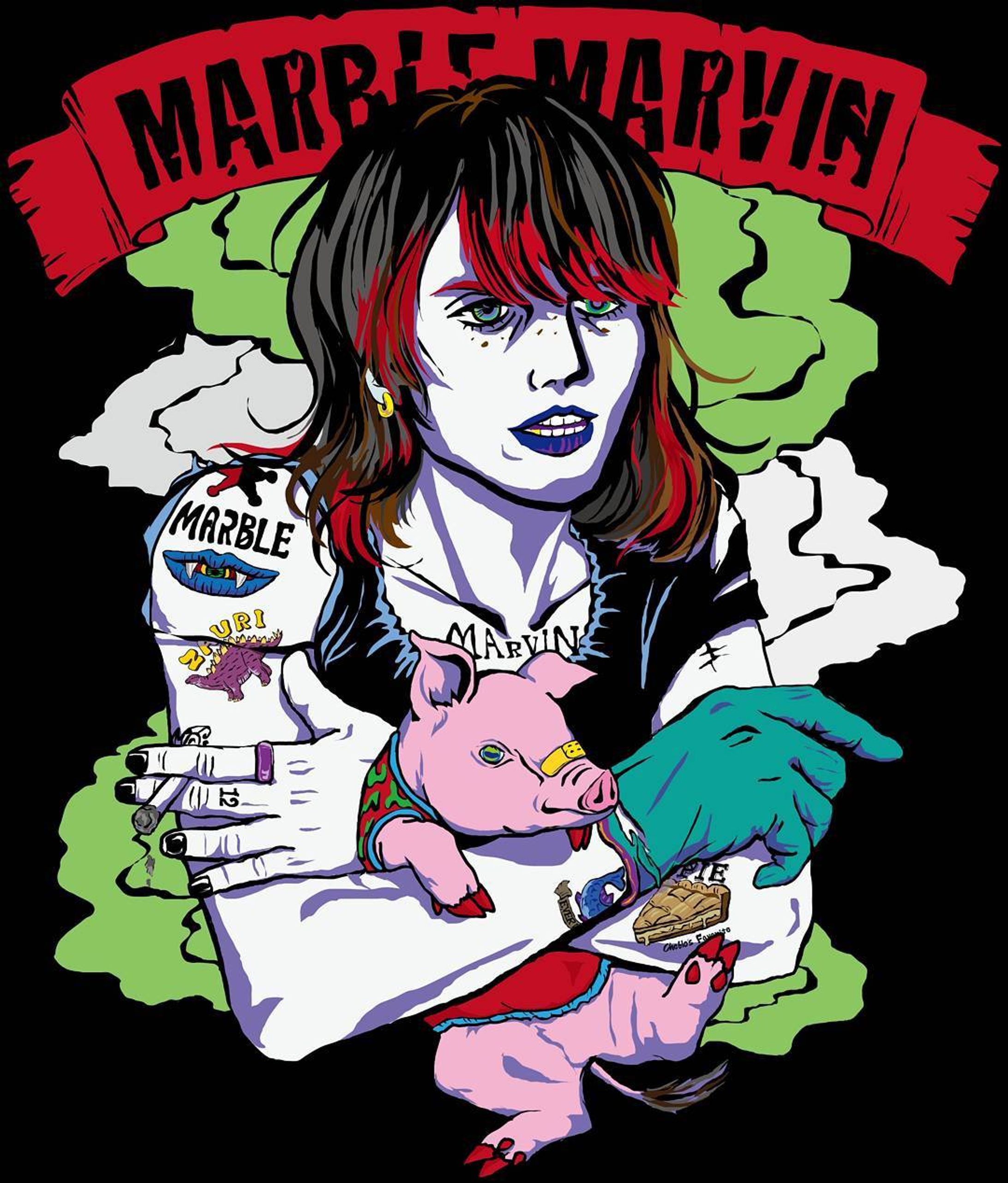 #MARBLE MARVIN
#マーブル・マーヴィン
#タトゥー
#子豚
#イラスト
#CHEBLO-1