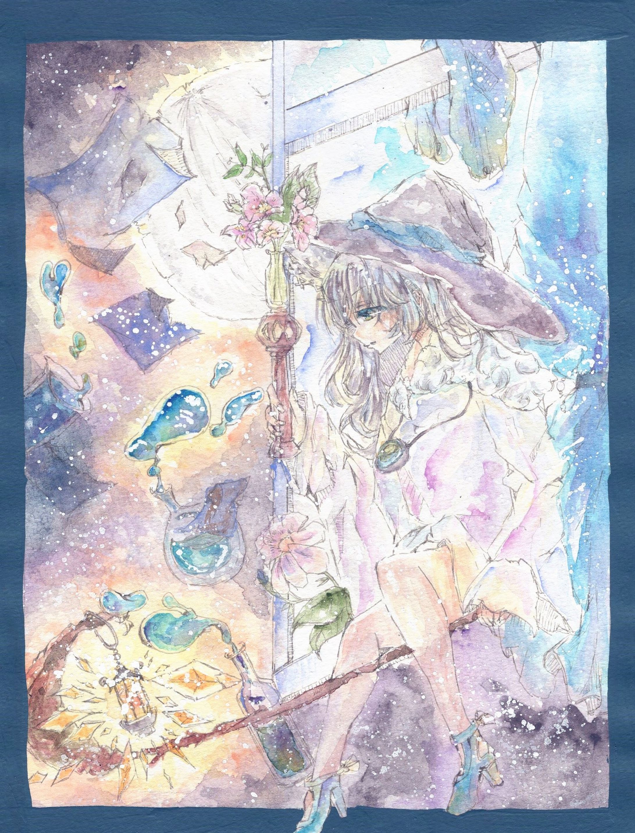 【水彩イラスト】魔女の日常-1