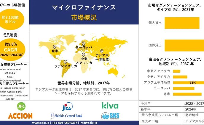 世界のマイクロファイナンス産業規模調査、シェア、動向、洞察、トップメーカー、需要分析概要 - 2025-2037年予測