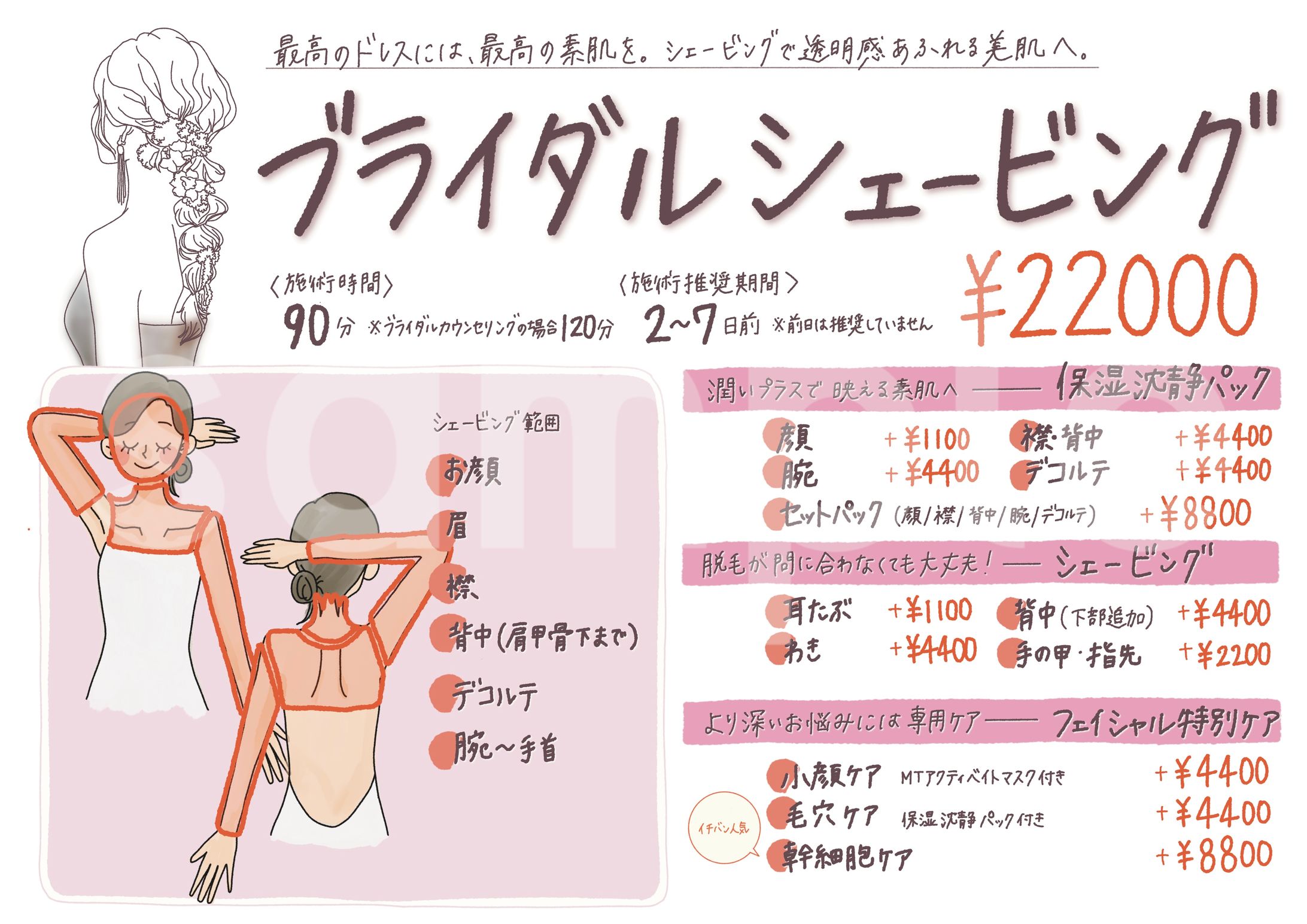 ブライダルエステサロンのシェービングメニュー-1