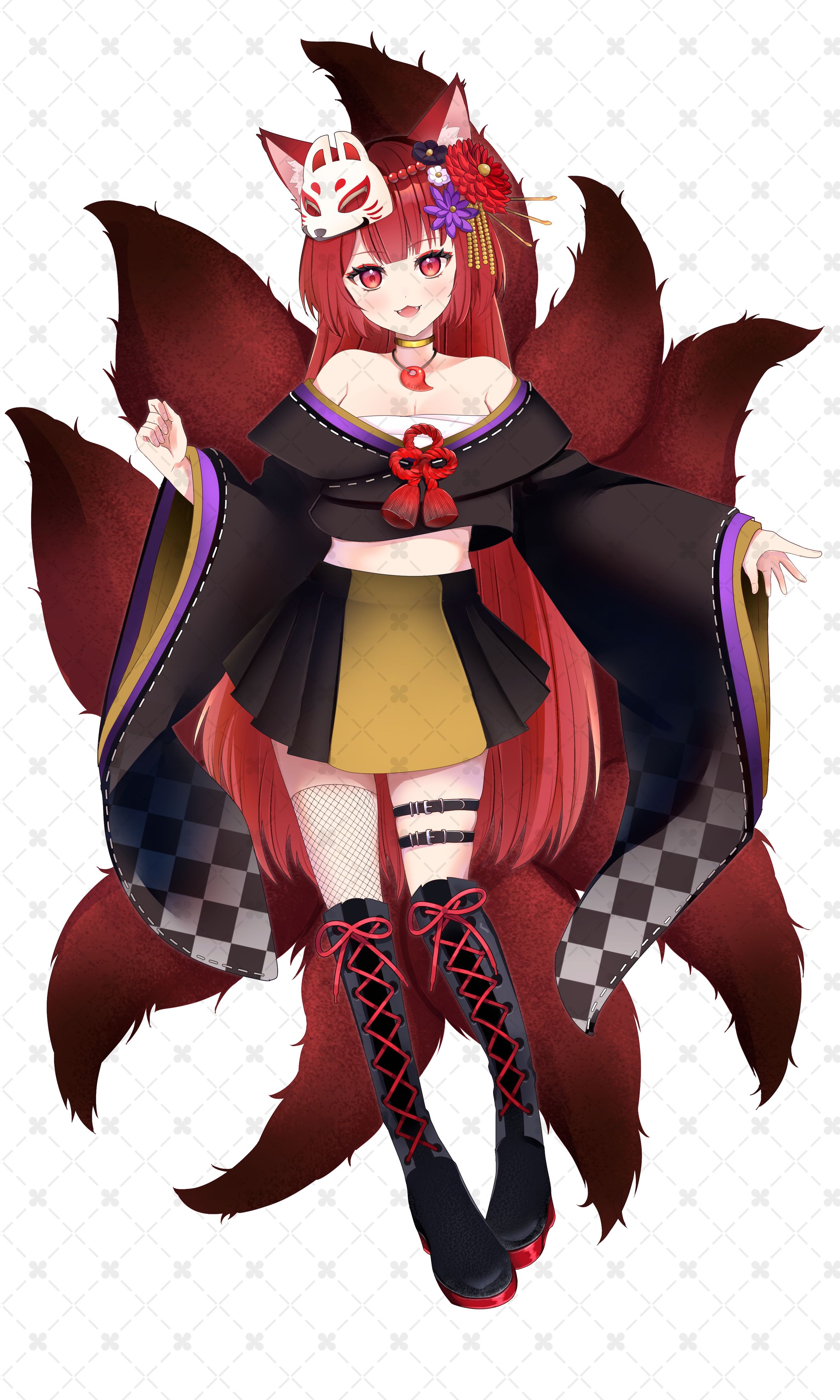 和風の赤髪の女性-1