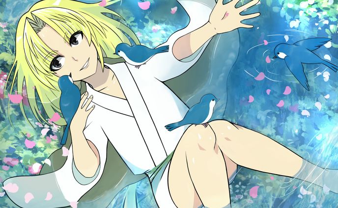 少年と桜と小鳥の戯れ