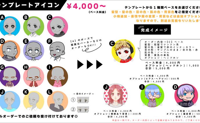 テンプレート商品値段表