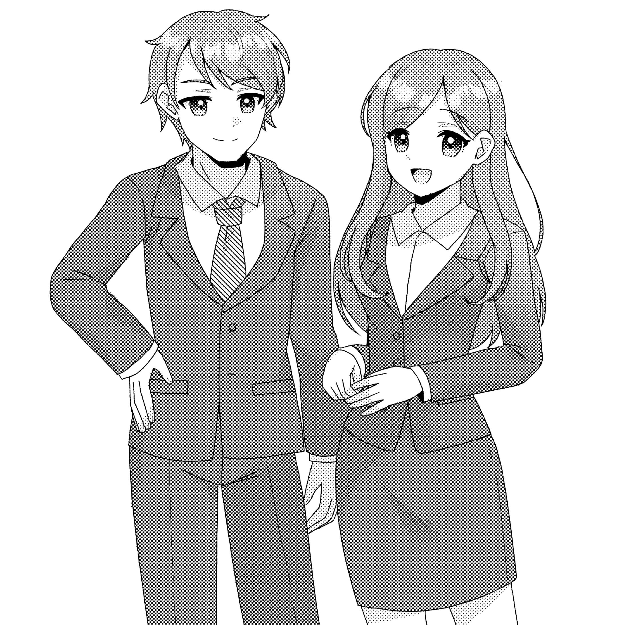 モノクロイラストサンプル（トーン処理）-1