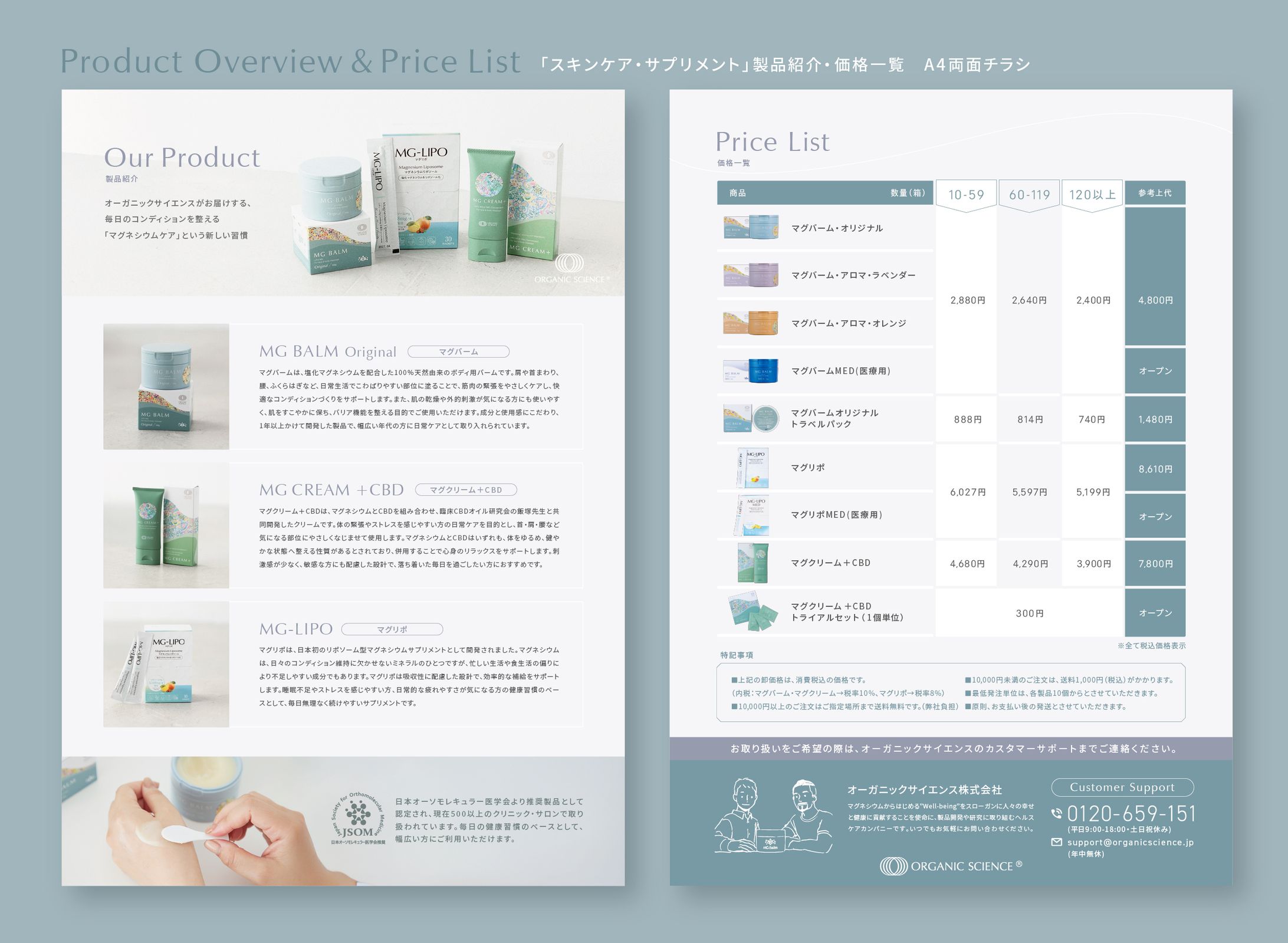 OS_Product「スキンケア・サプリメント」製品紹介・価格一覧　A4両面チラシ-1