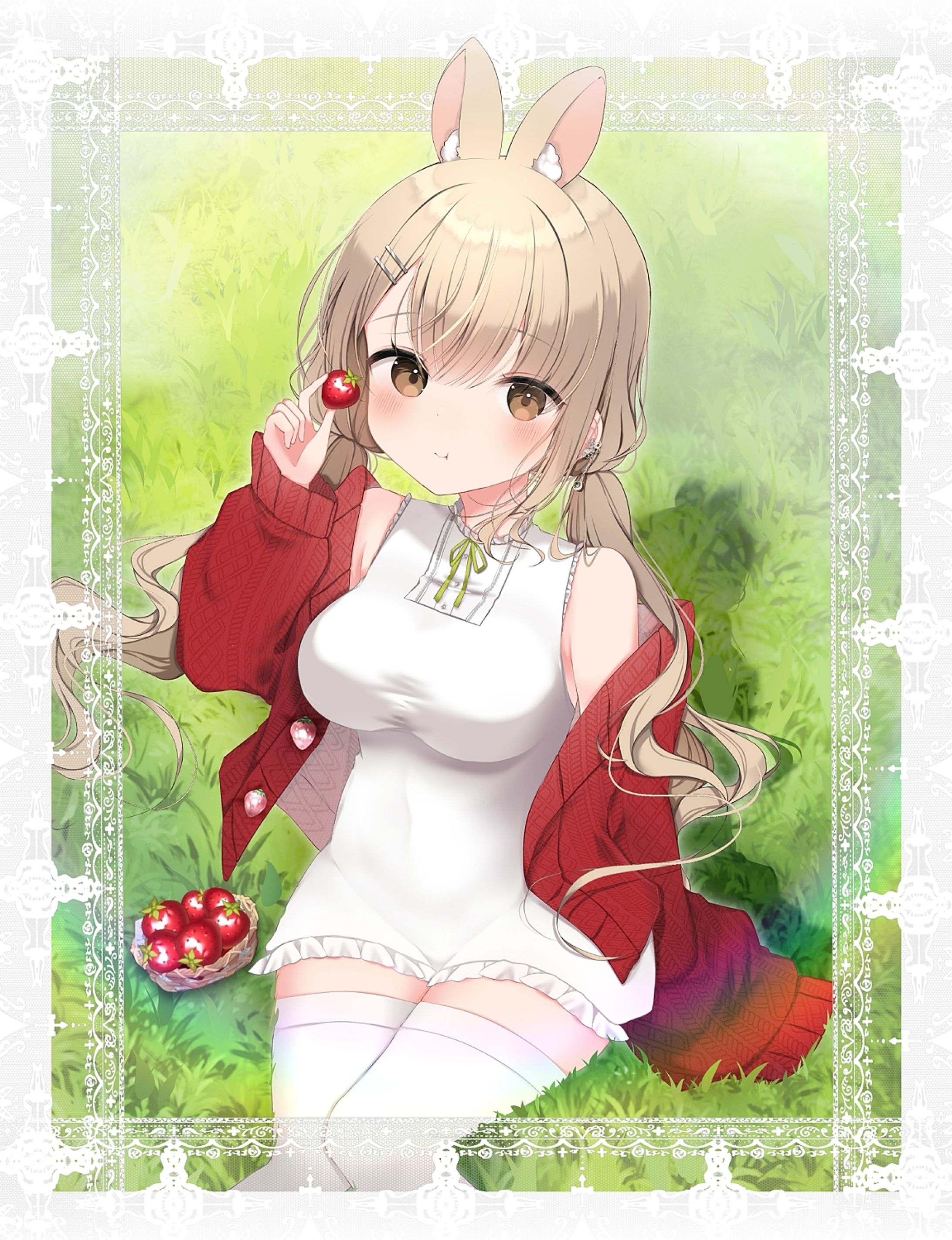 一枚絵/いちご狩り-1