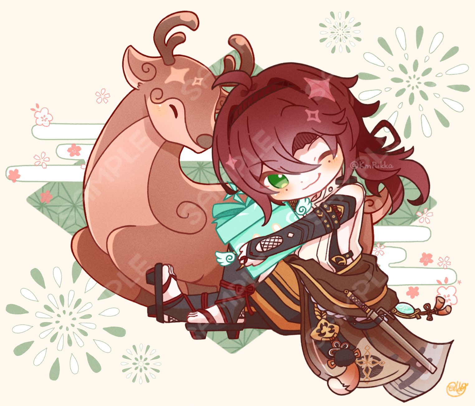 原神 イラスト集 鹿野院平蔵 缶バッチ 色紙 二次創作イラスト】原神：