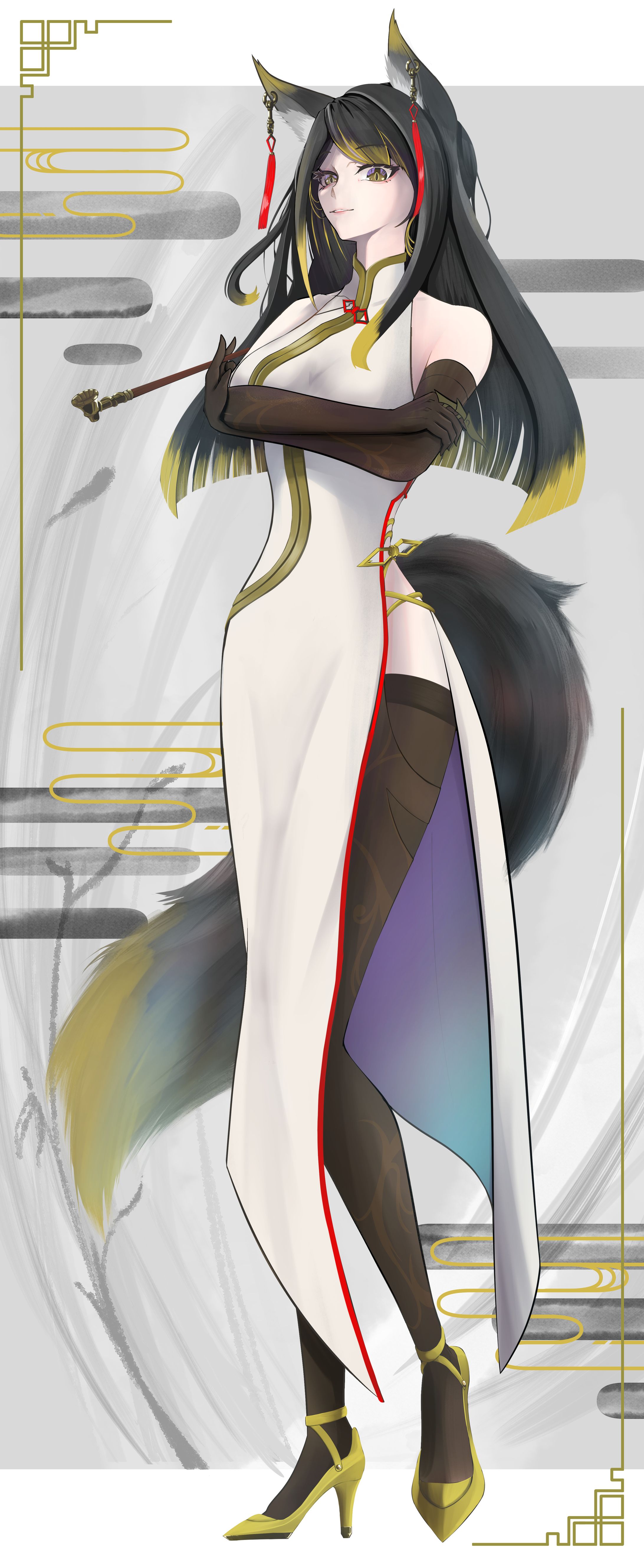 チャイナドレスのケモミミお姉さん-1