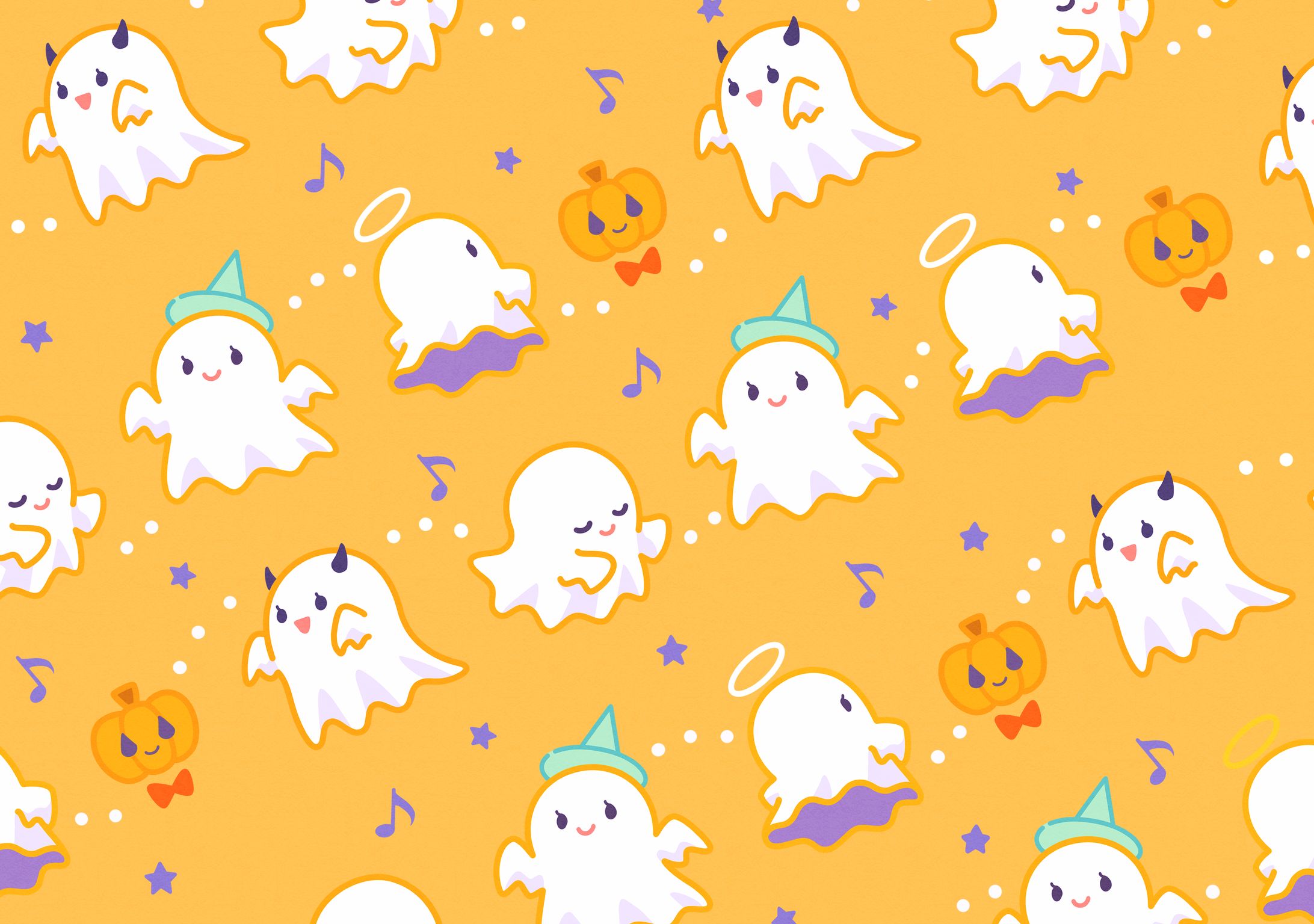 ハロウィンのおばけパターン-1