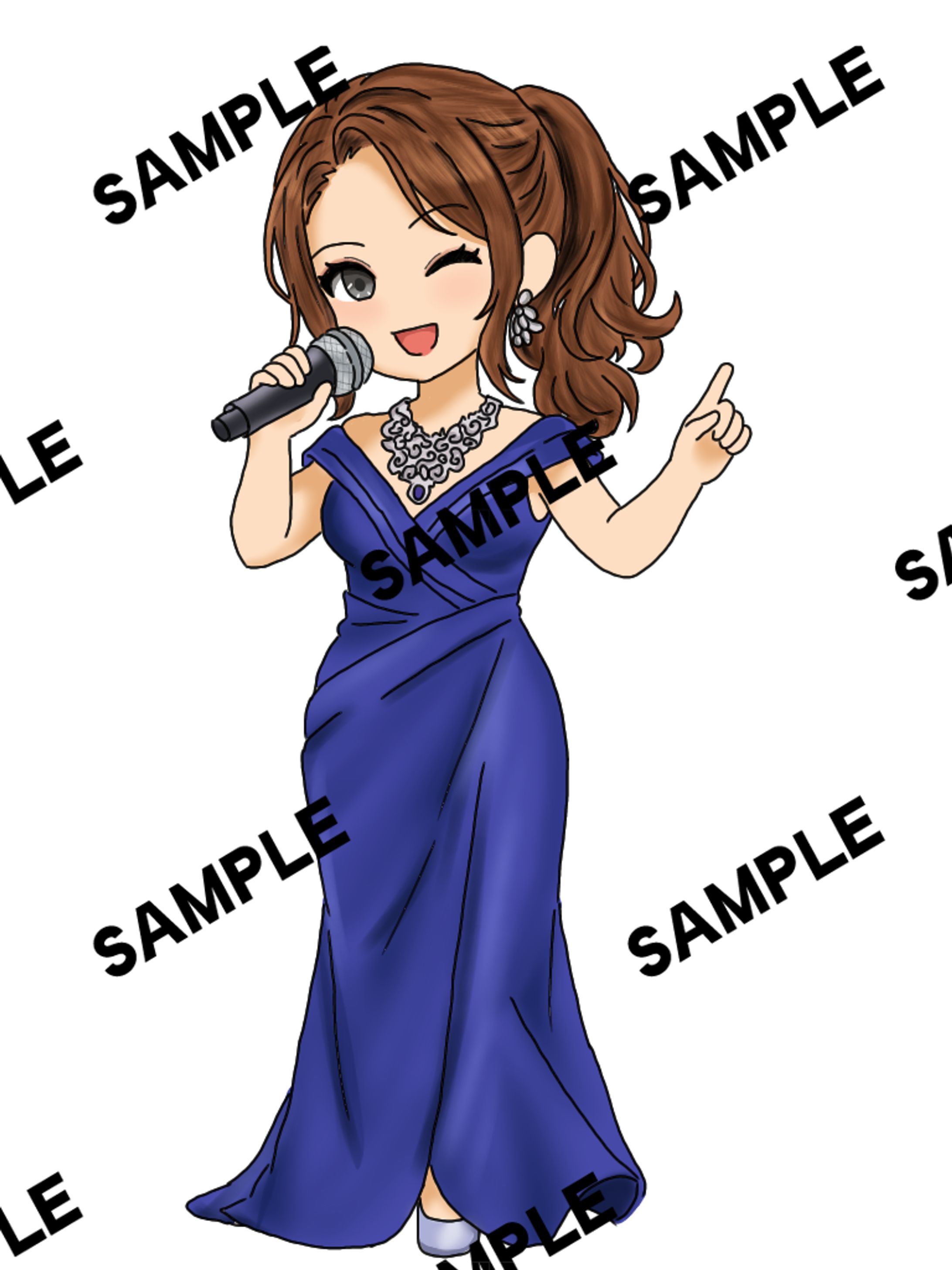 青いドレス姿-1